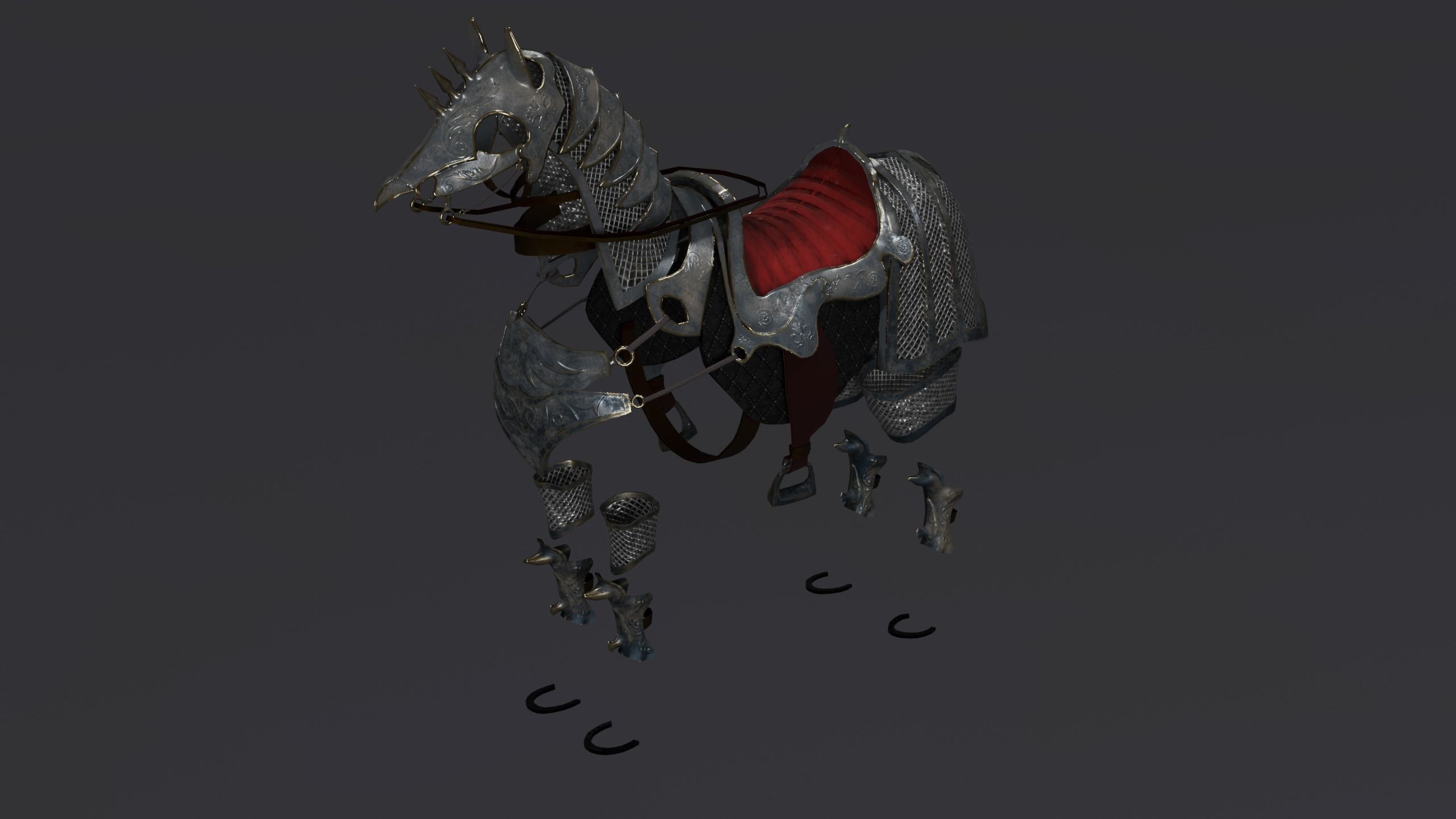 Horse armor PBR Low-poly 3D model_9