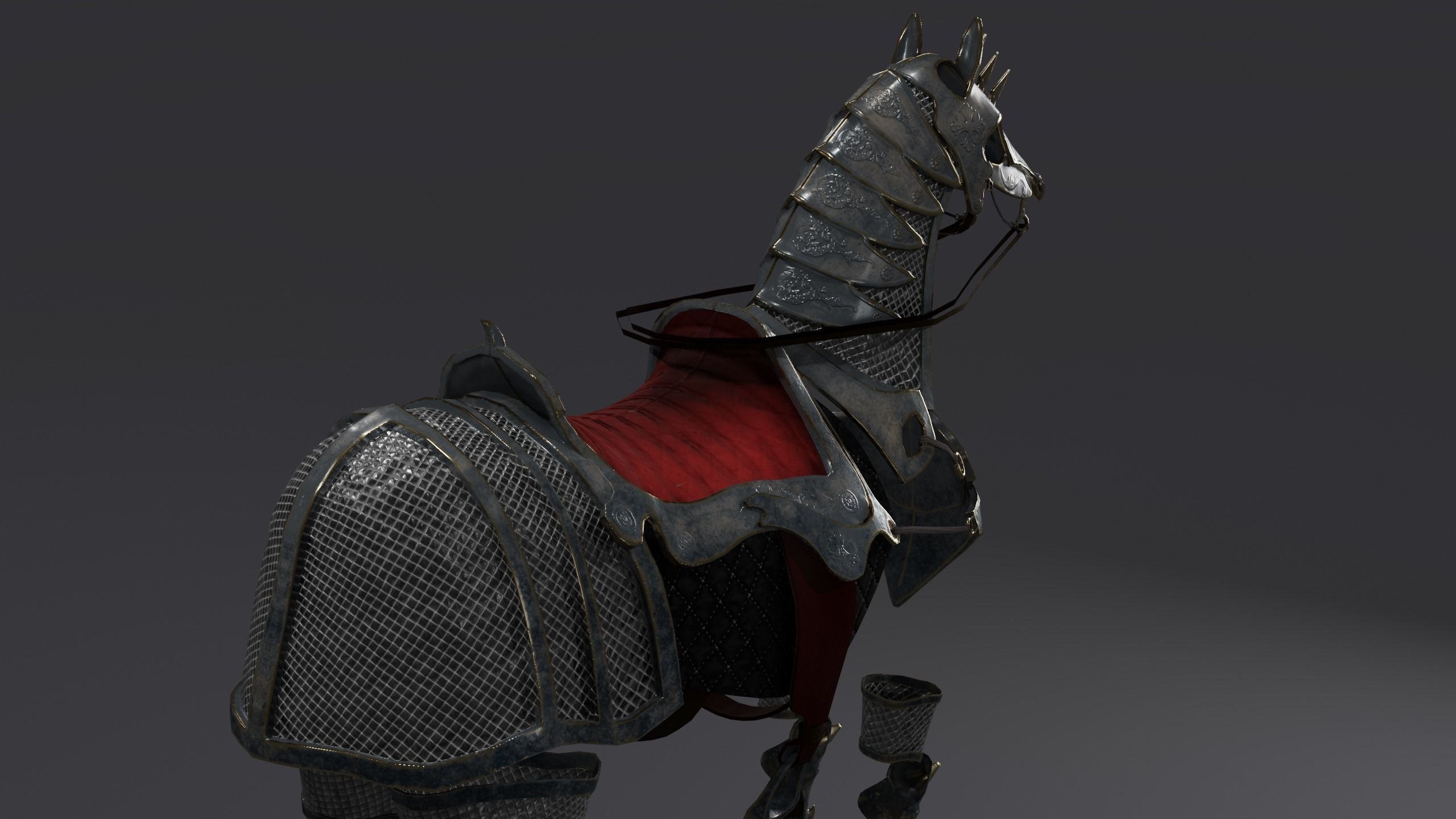 Horse armor PBR Low-poly 3D model_8