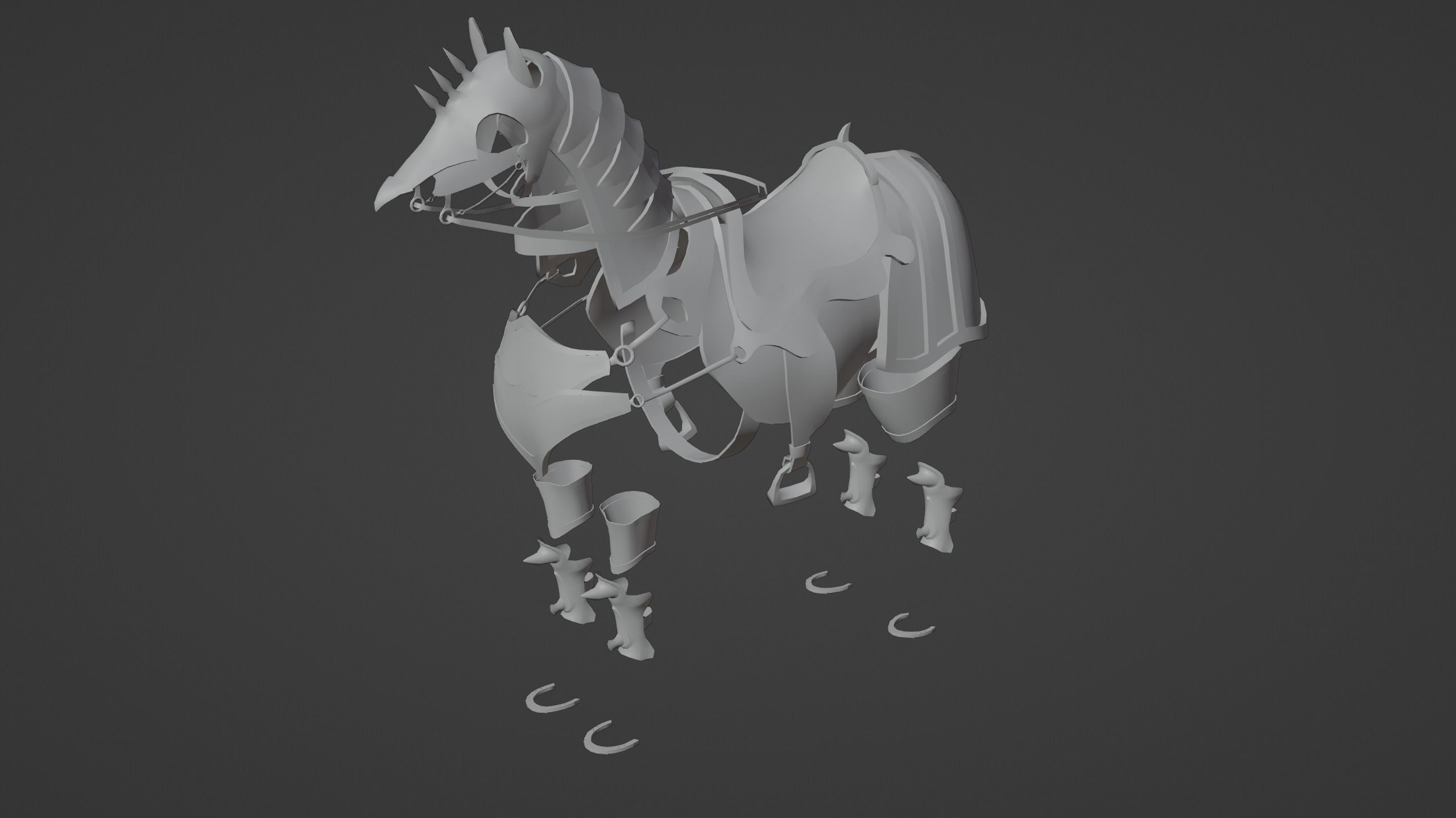 Horse armor PBR Low-poly 3D model_10