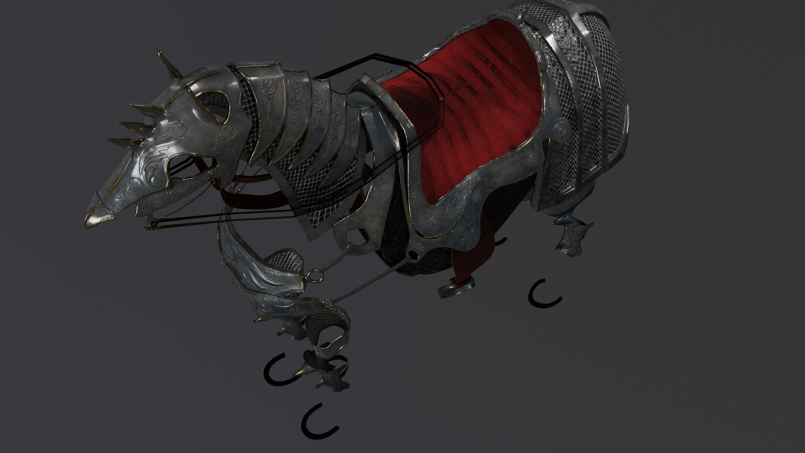 Horse armor PBR Low-poly 3D model_5