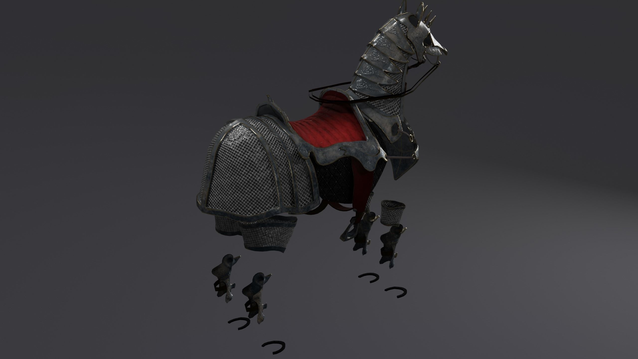 Horse armor PBR Low-poly 3D model_3
