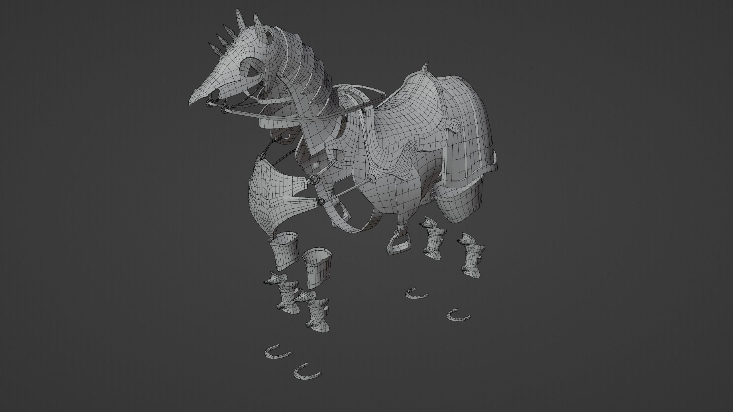 Horse armor PBR Low-poly 3D model_11