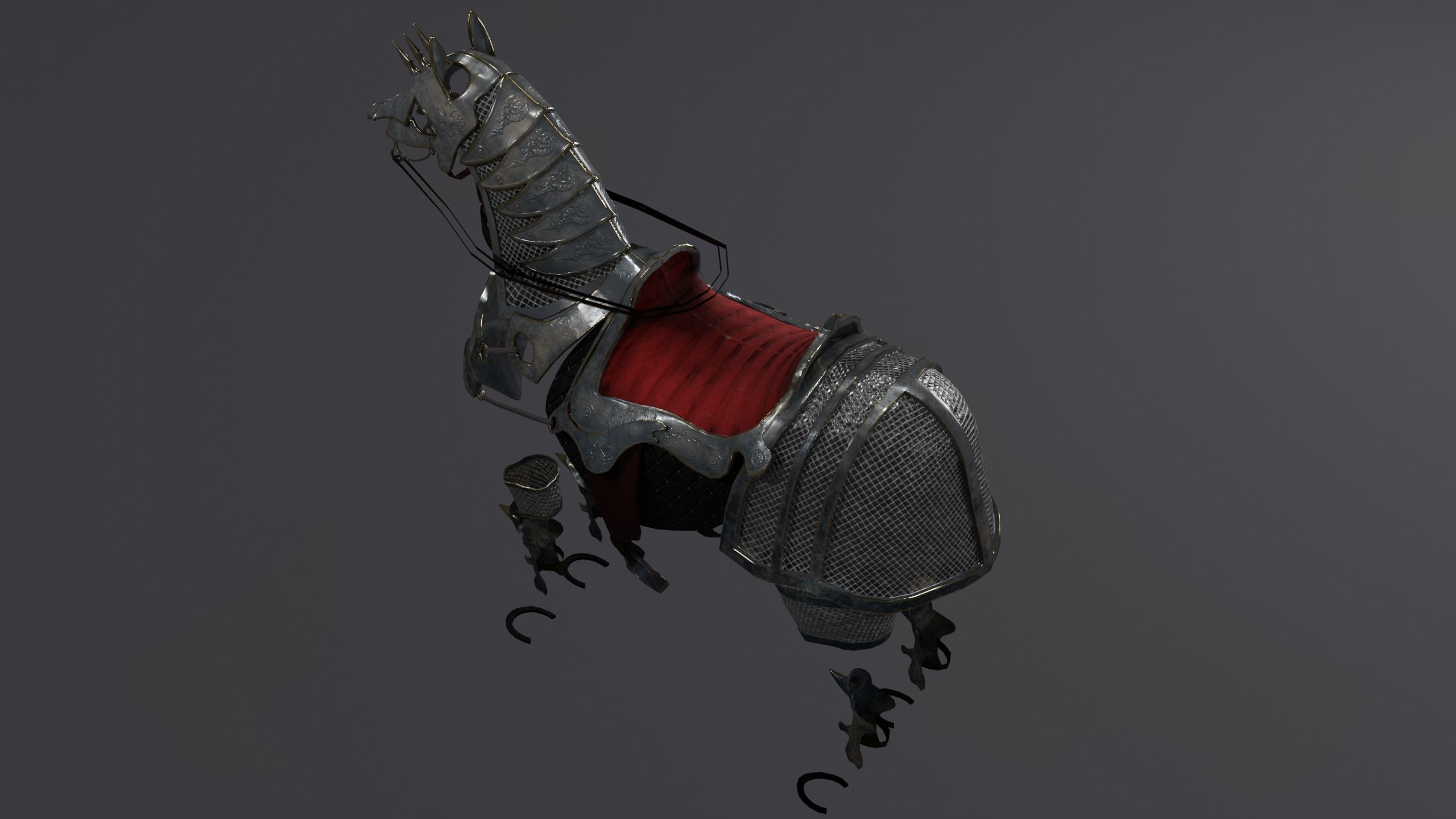 Horse armor PBR Low-poly 3D model_2