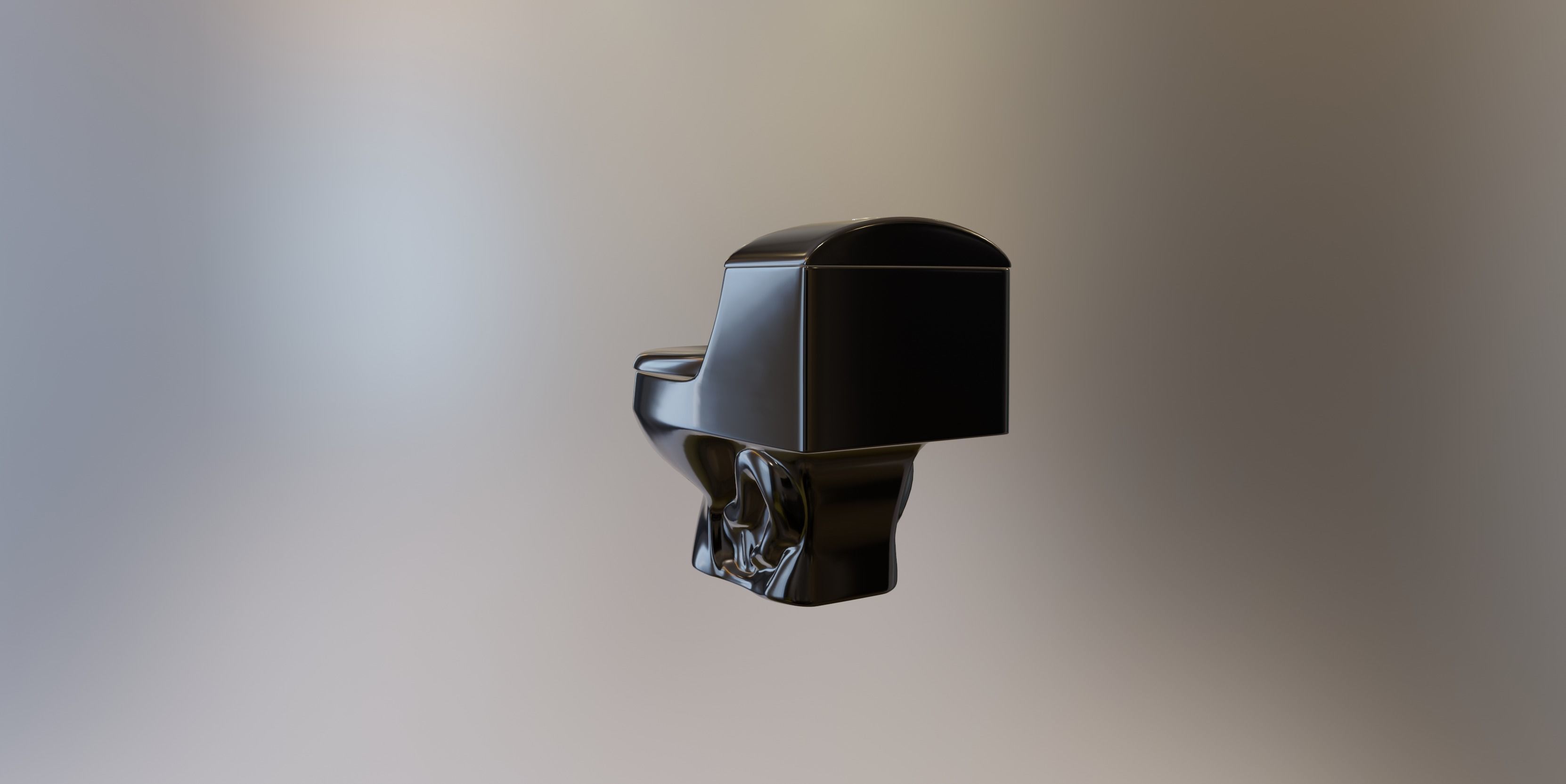 Black onepiece toilet WC Low-poly 3D model_4
