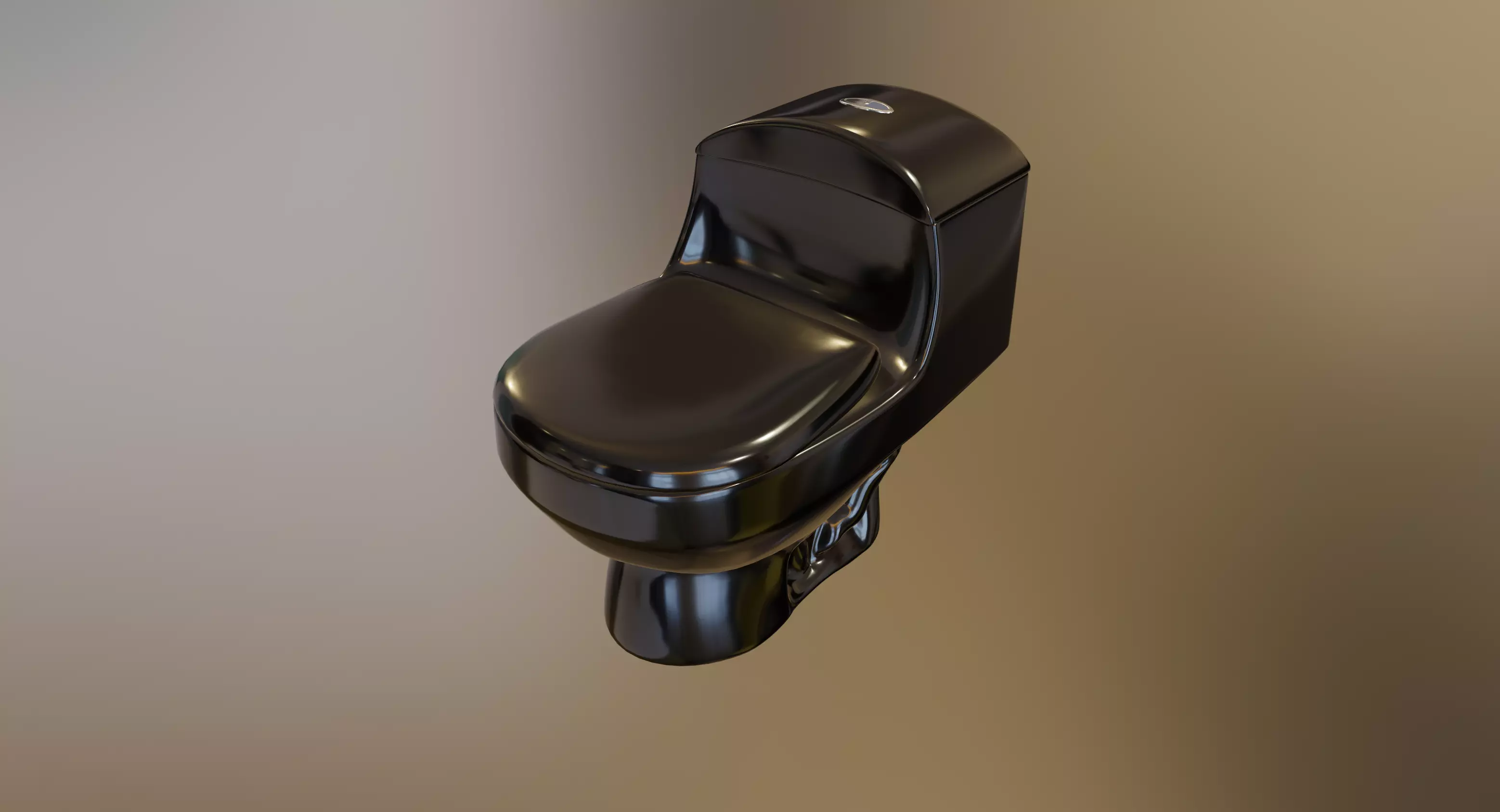 Black onepiece toilet WC Low-poly 3D model_0
