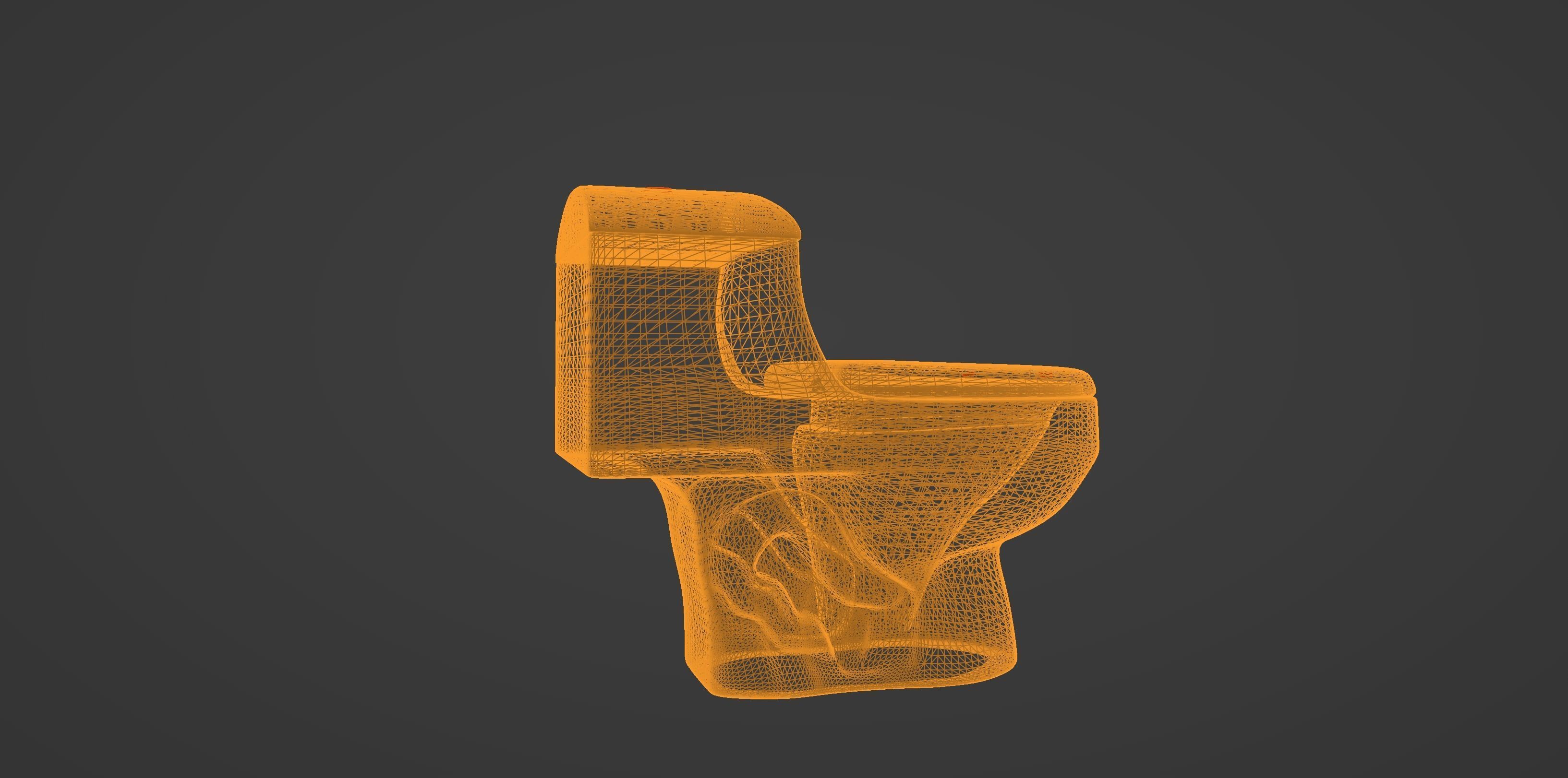 Black onepiece toilet WC Low-poly 3D model_9