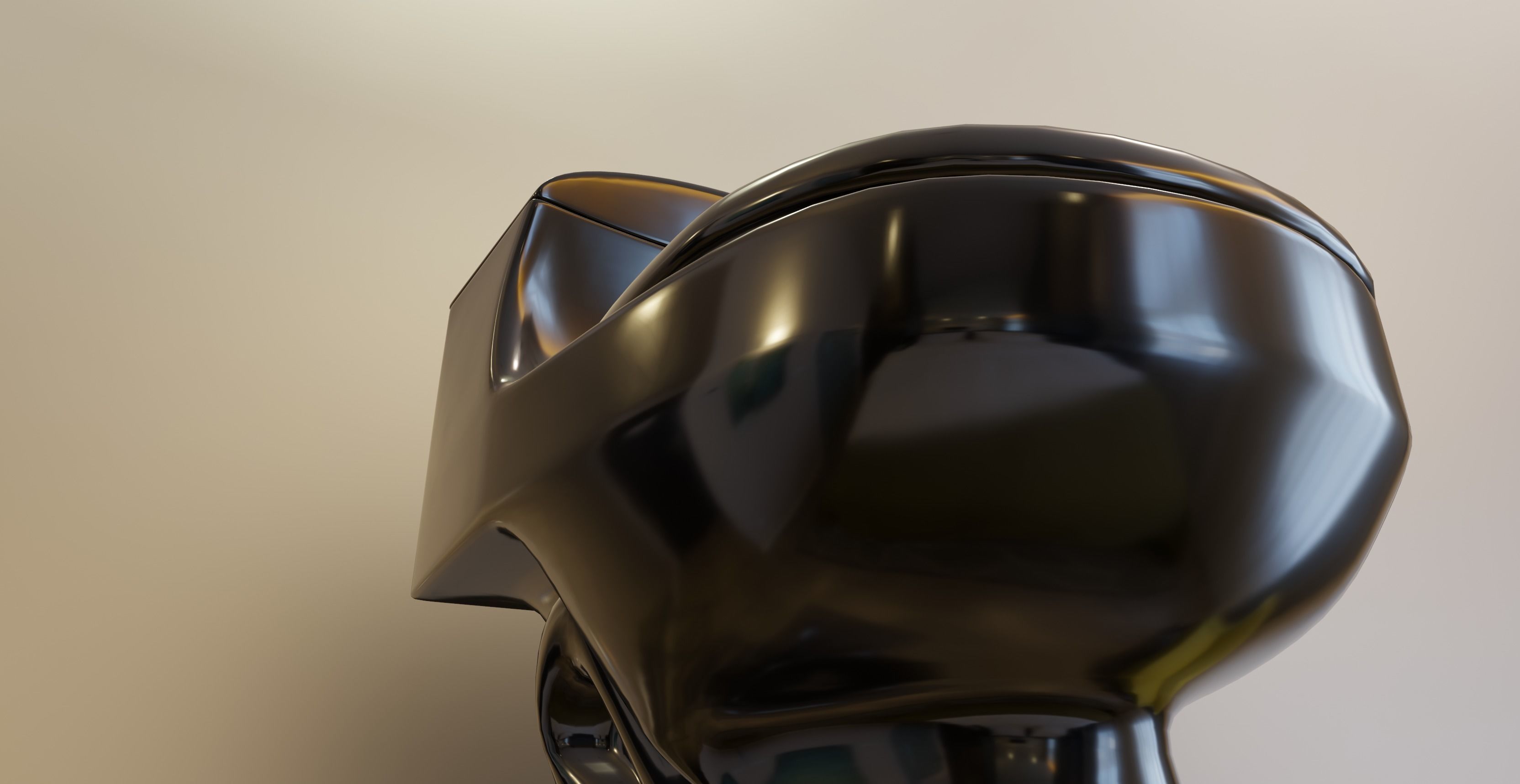 Black onepiece toilet WC Low-poly 3D model_5