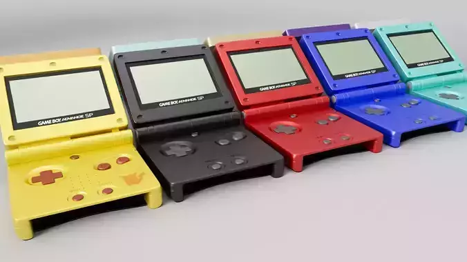 Gameboy Advance SP 10 Colors and One Collector  3D model Gameboy Advance SP 10 Colors and One Collector  3D model