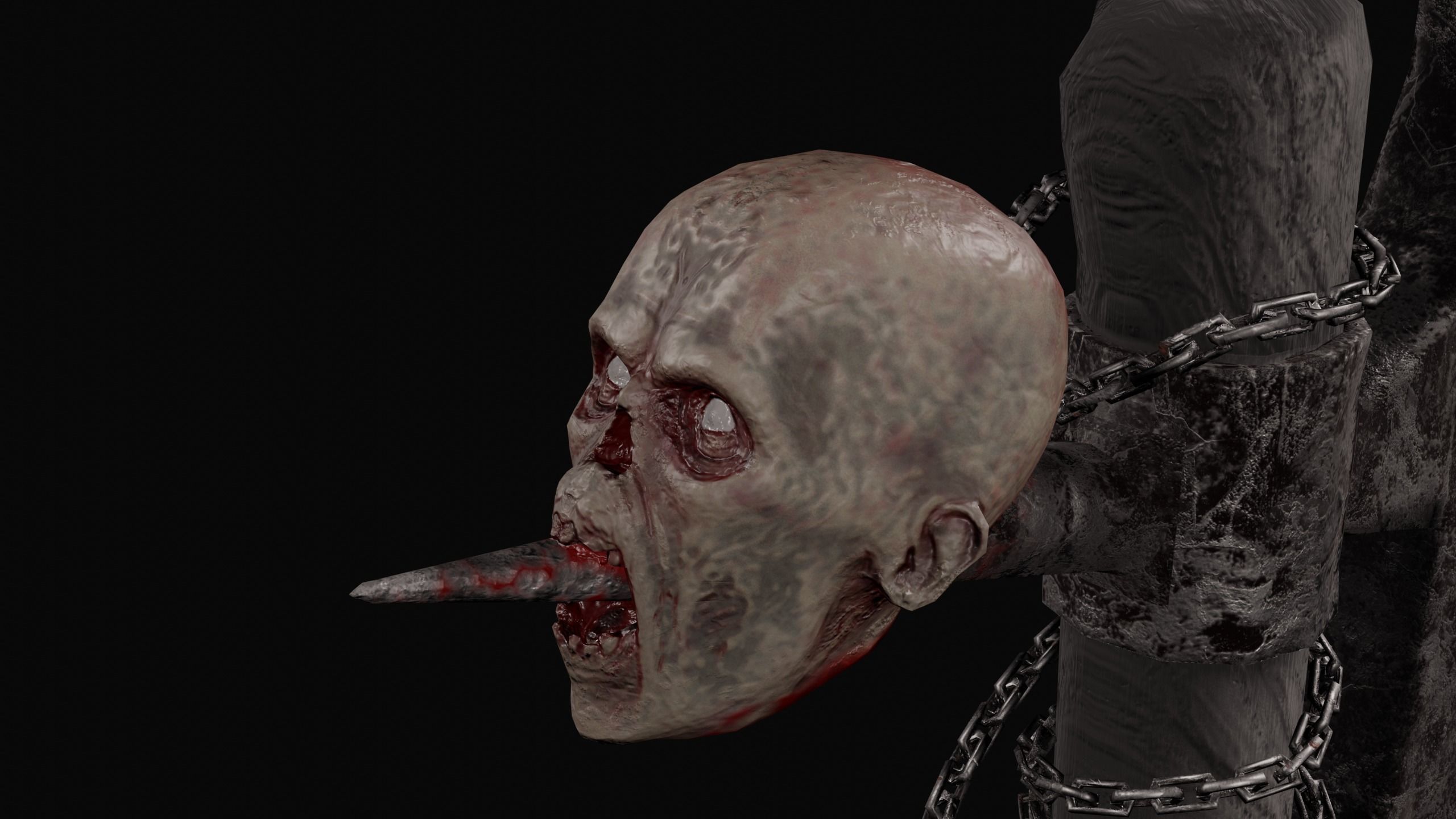 Dark fantasy large halberd Low-poly 3D model_8