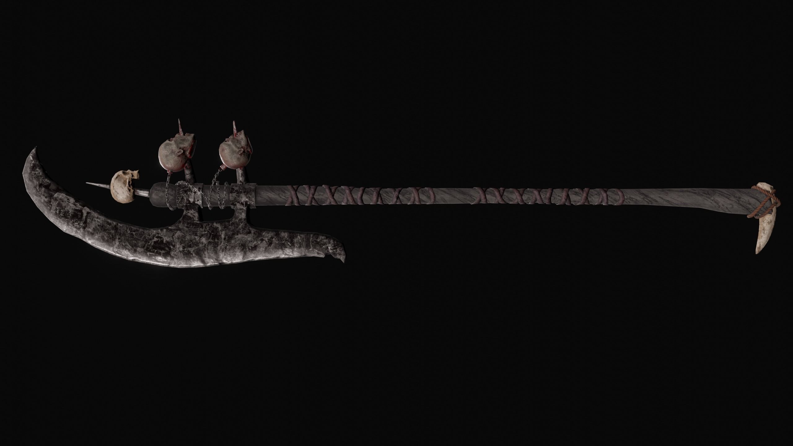 Dark fantasy large halberd Low-poly 3D model_3