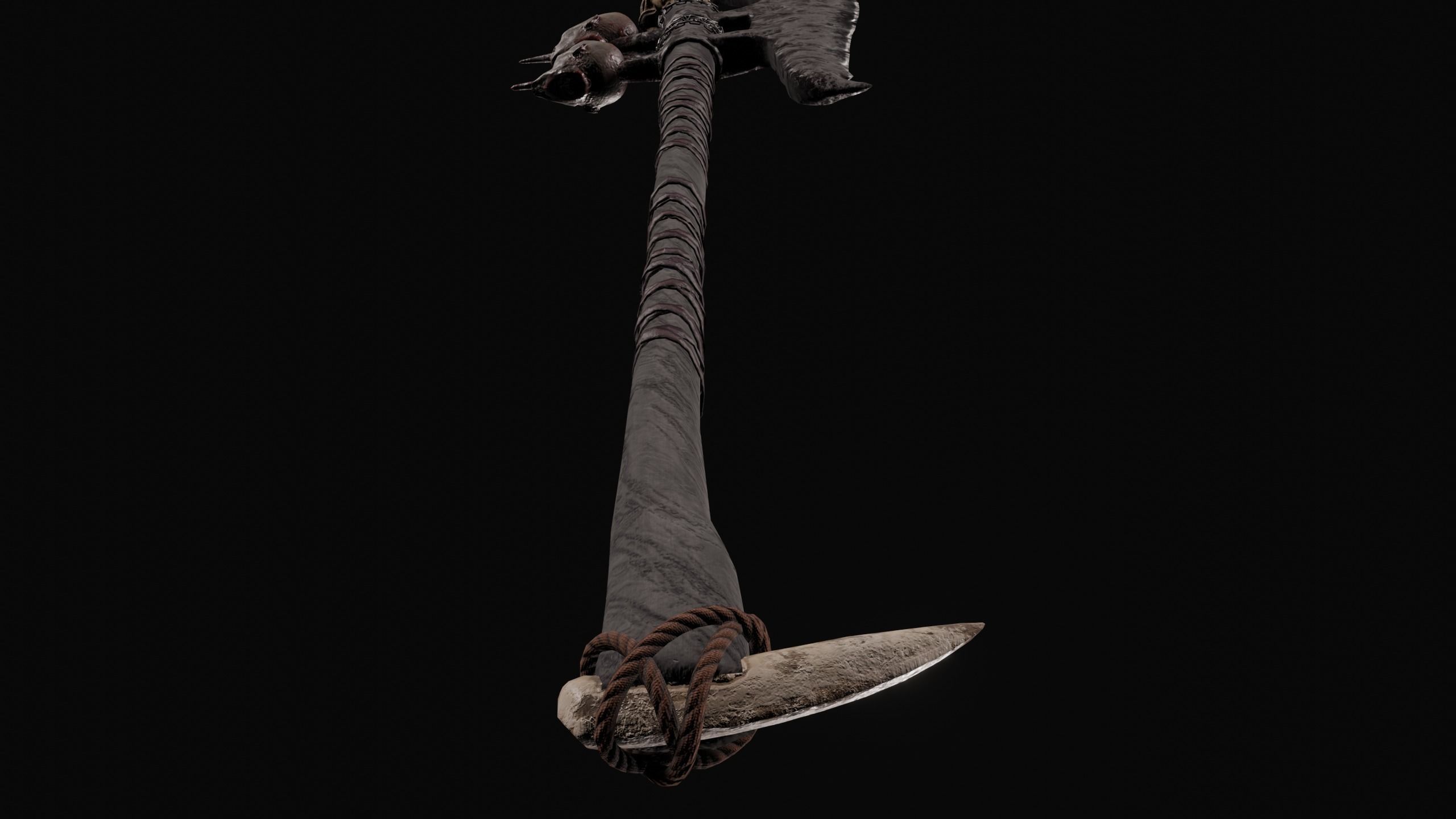 Dark fantasy large halberd Low-poly 3D model_15