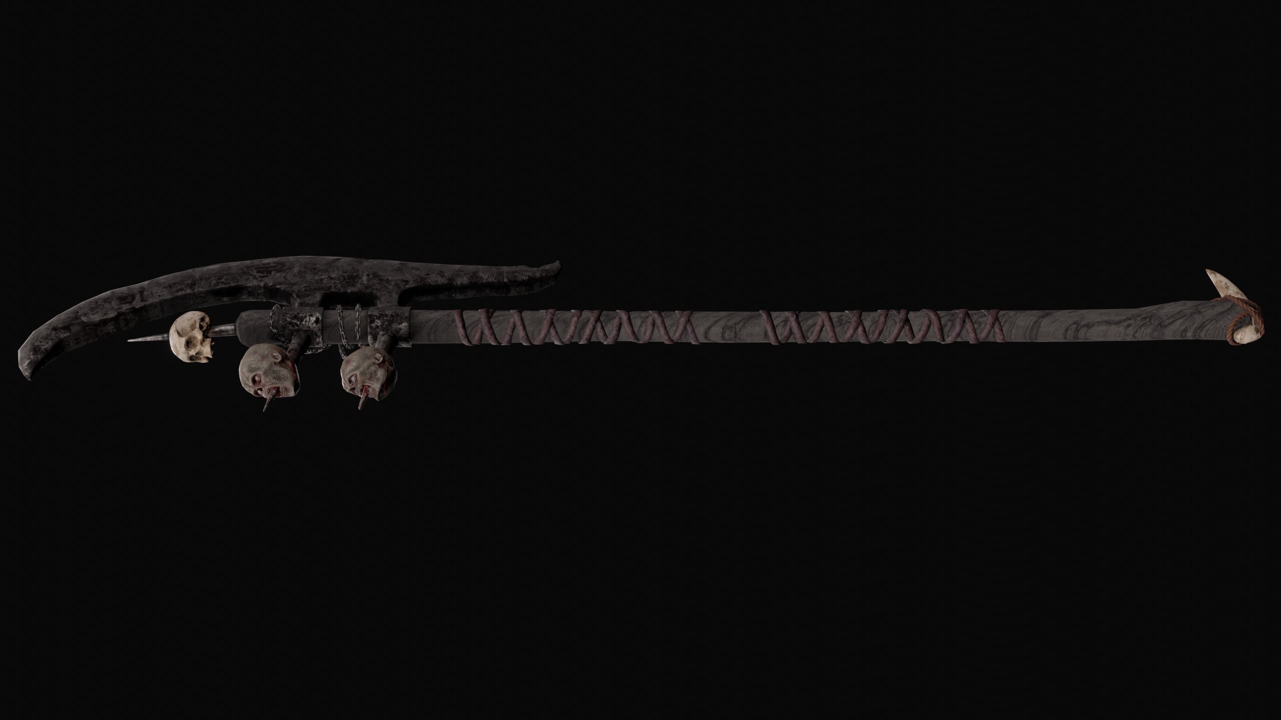 Dark fantasy large halberd Low-poly 3D model_7