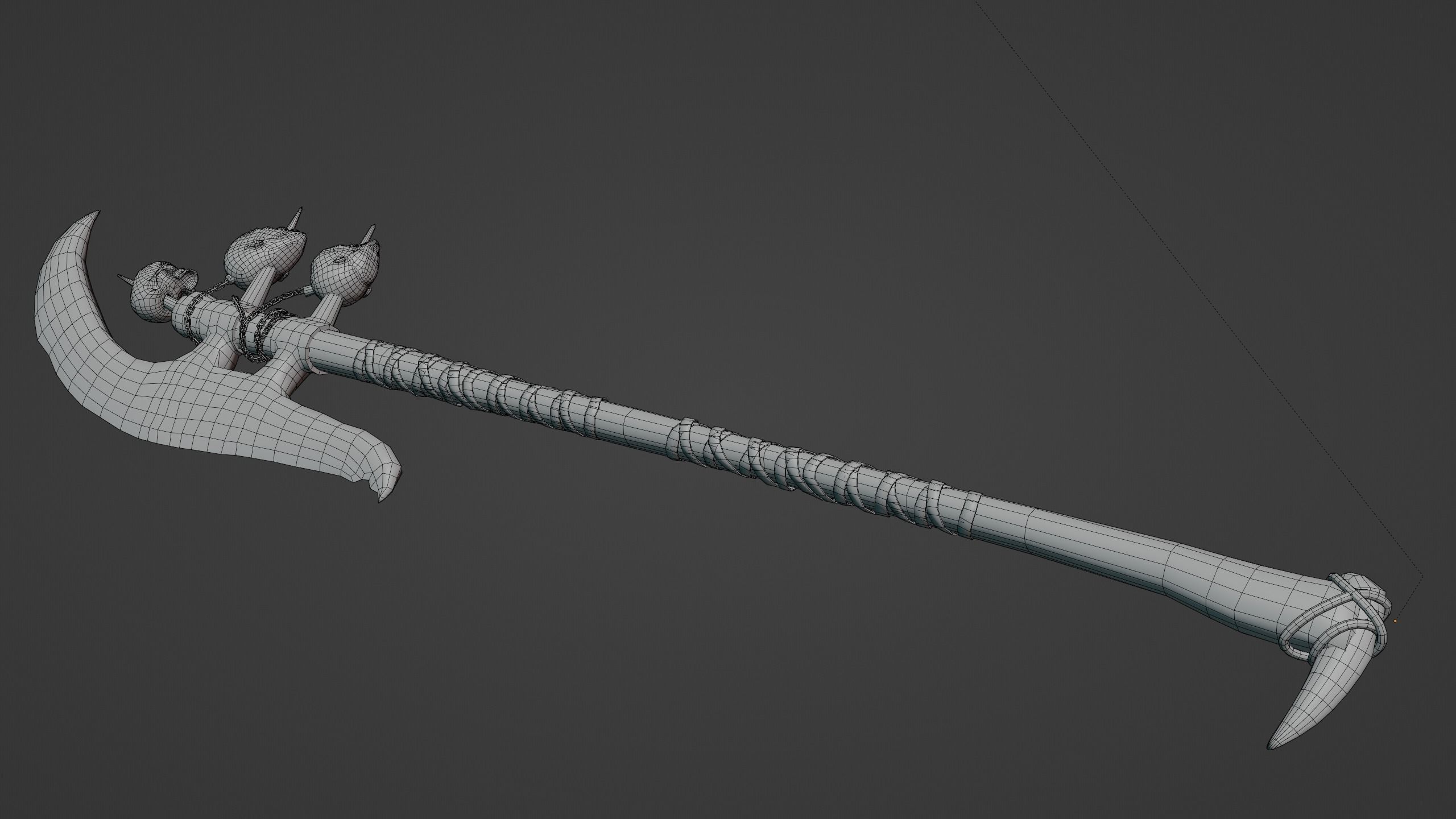 Dark fantasy large halberd Low-poly 3D model_17