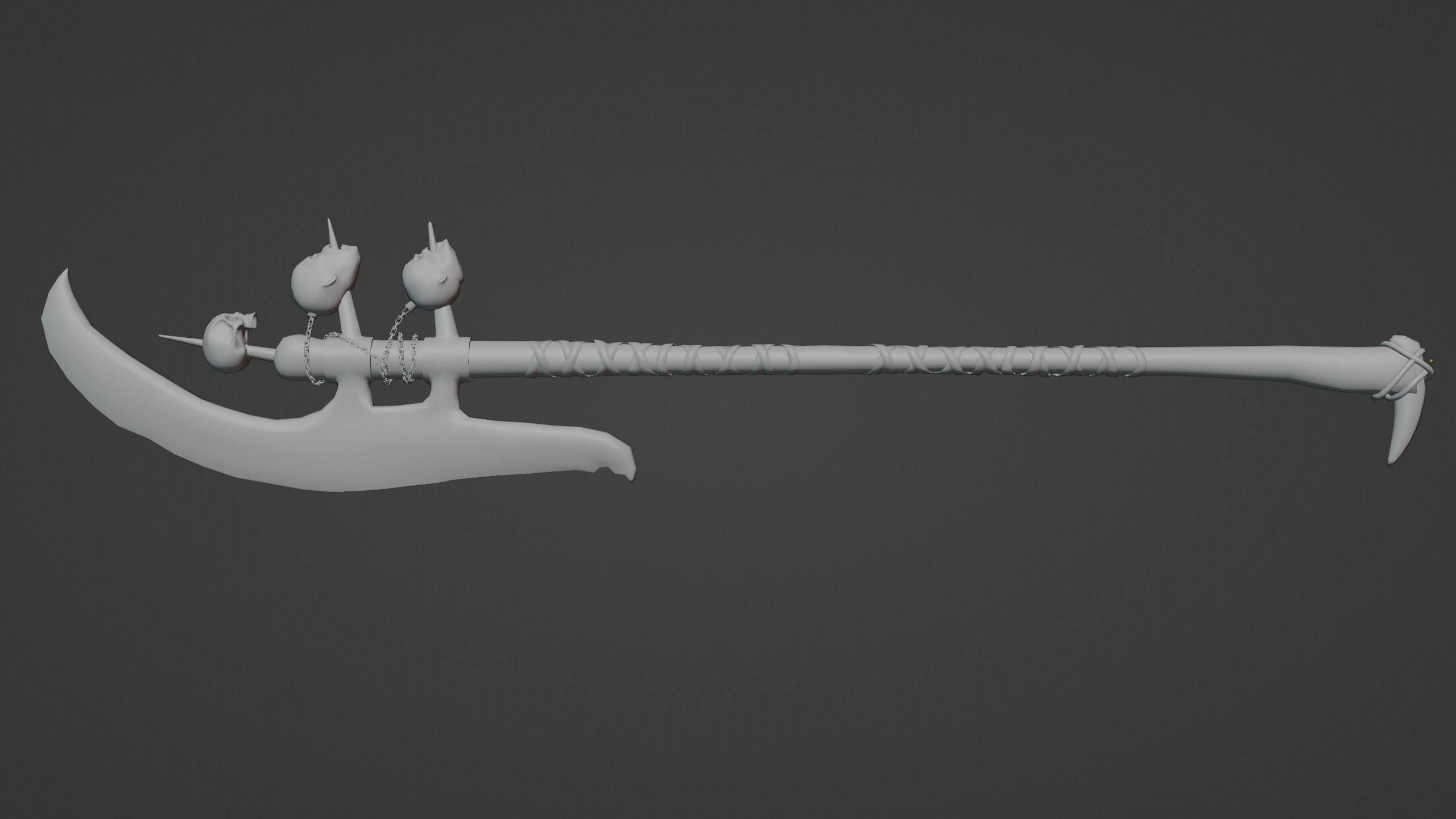 Dark fantasy large halberd Low-poly 3D model_16