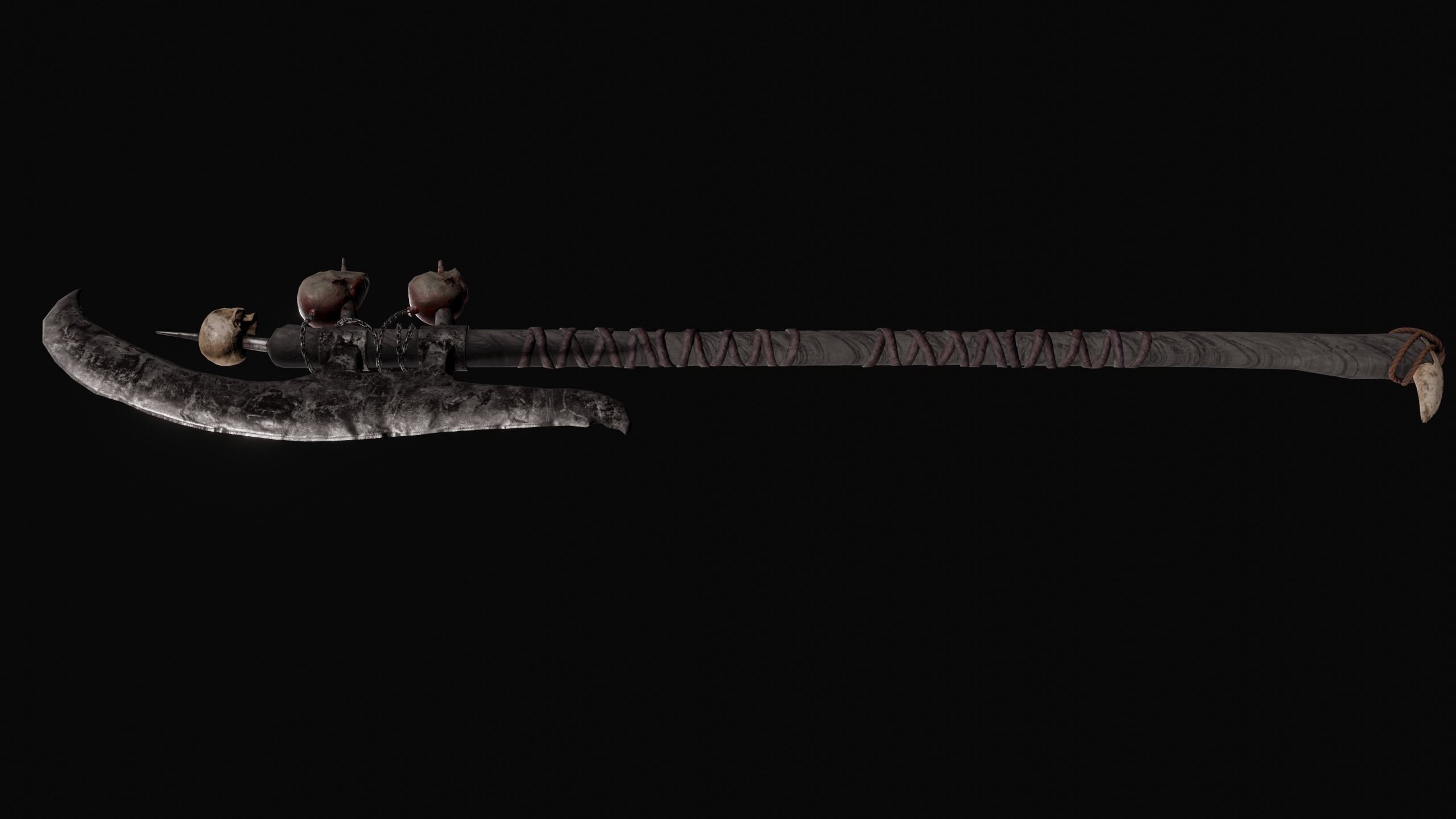 Dark fantasy large halberd Low-poly 3D model_5