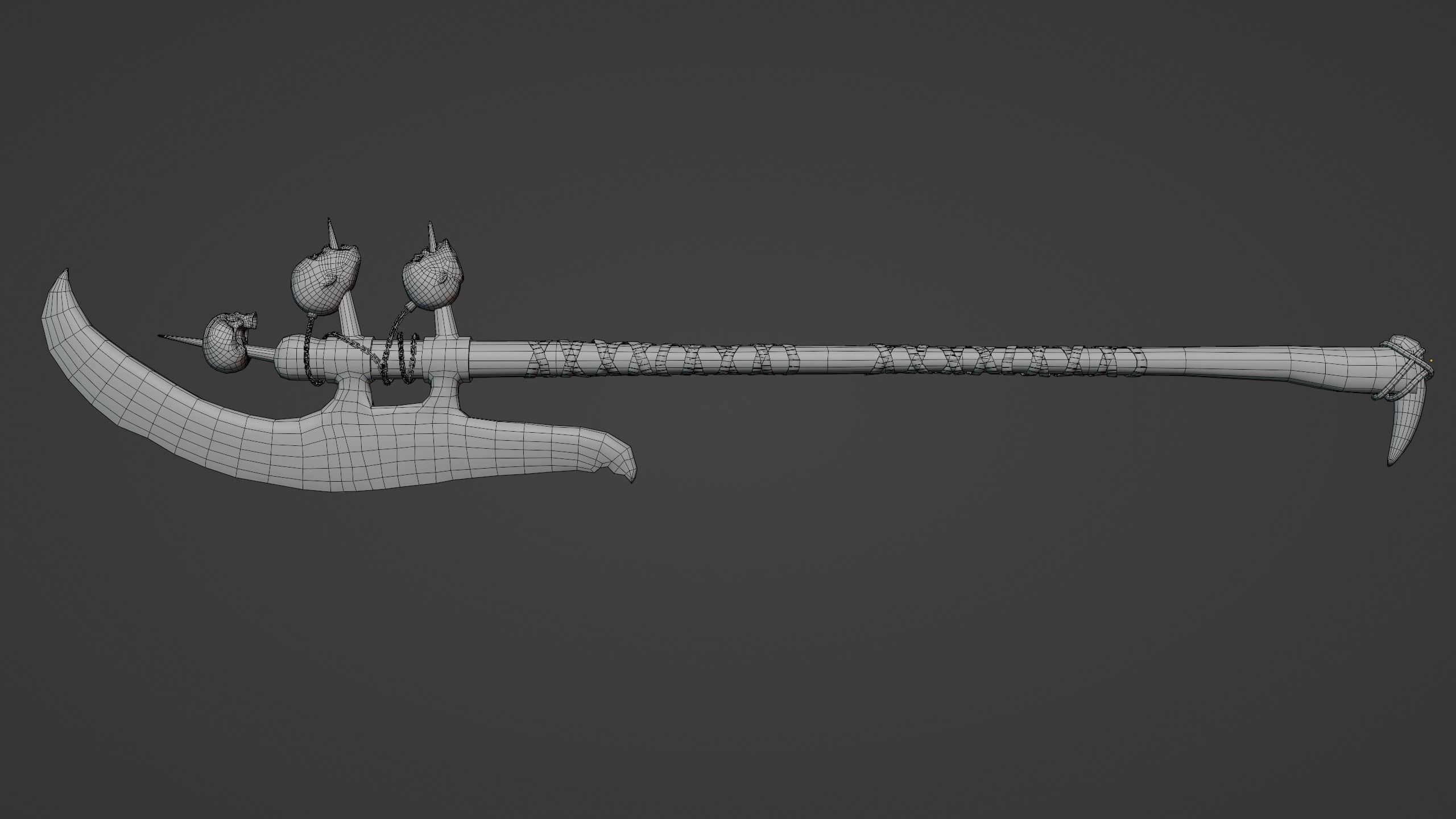 Dark fantasy large halberd Low-poly 3D model_19