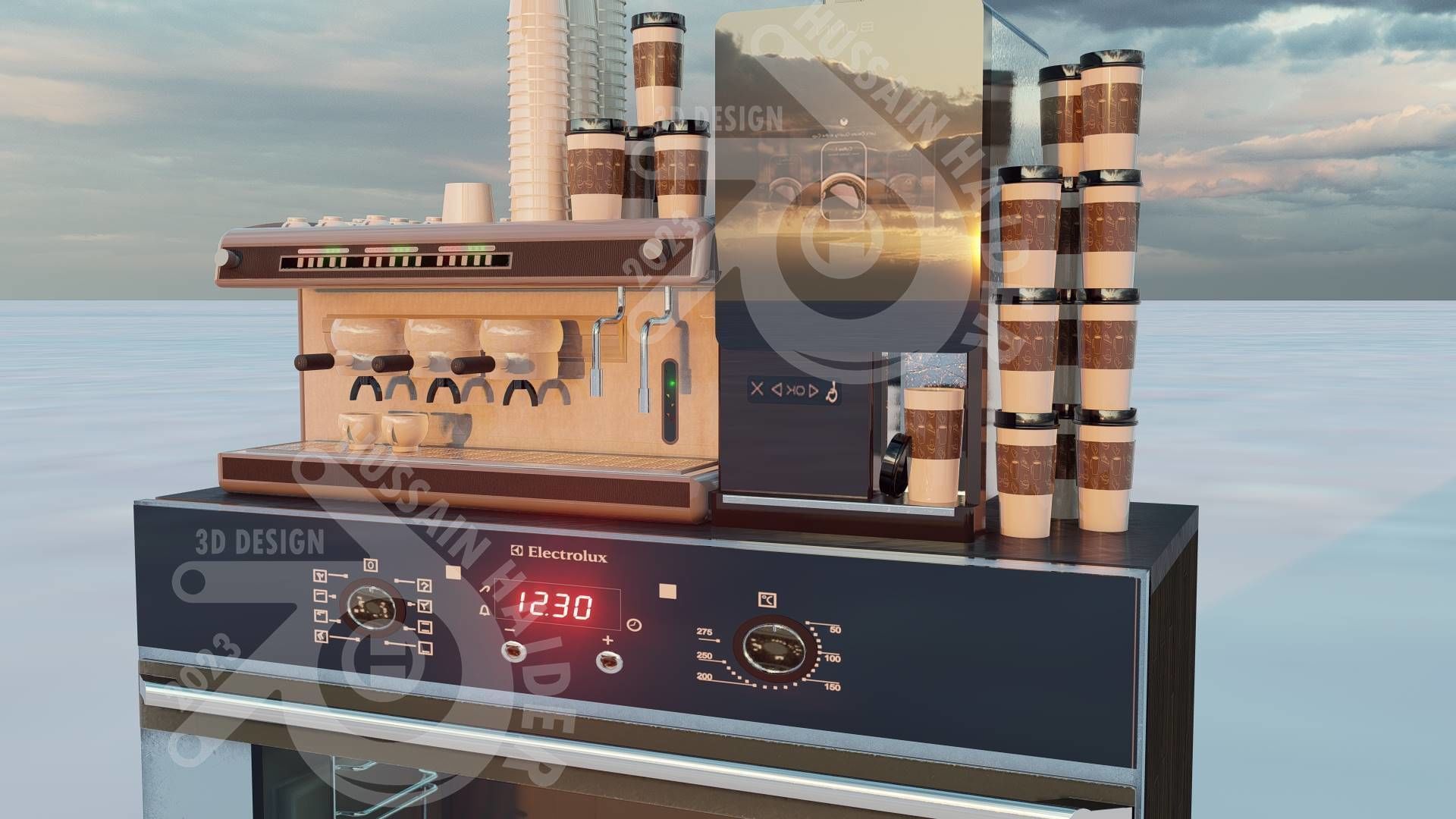 Tea Machine Low-poly 3D model_4