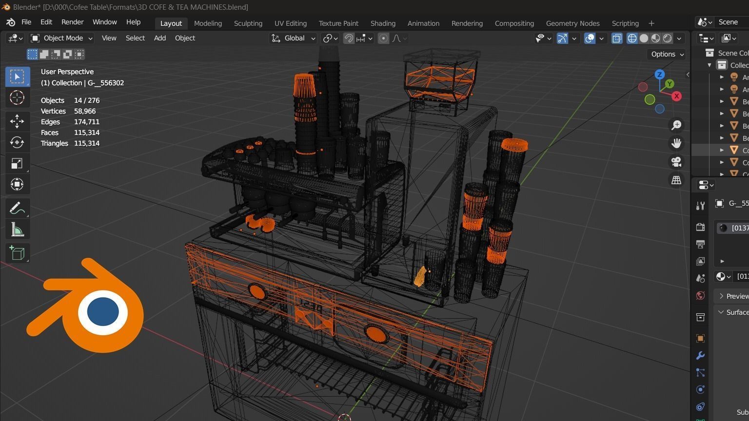 Tea Machine Low-poly 3D model_2