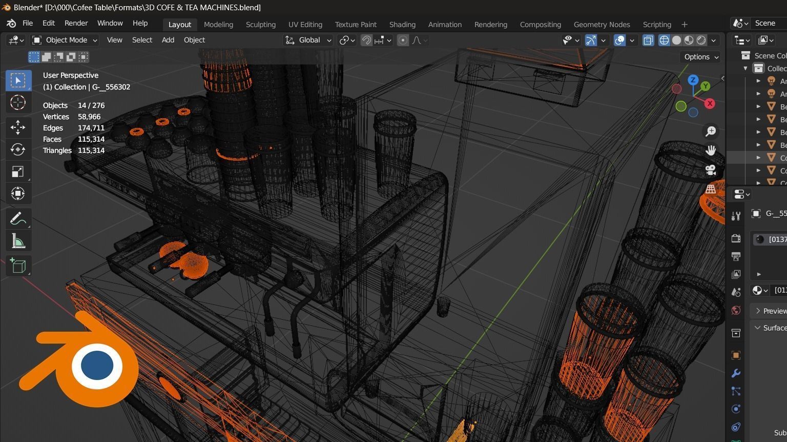 Tea Machine Low-poly 3D model_9