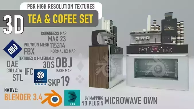 Tea Machine Low-poly 3D model
