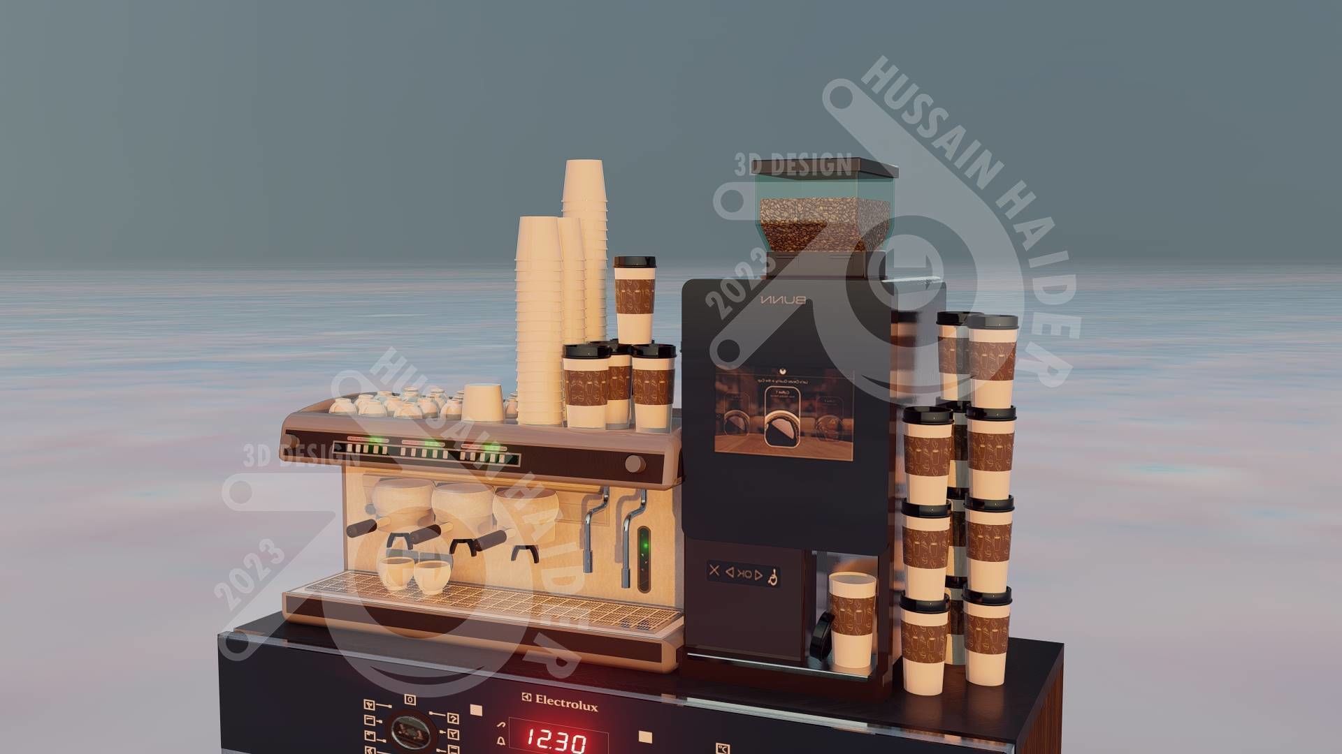 Tea Machine Low-poly 3D model_5