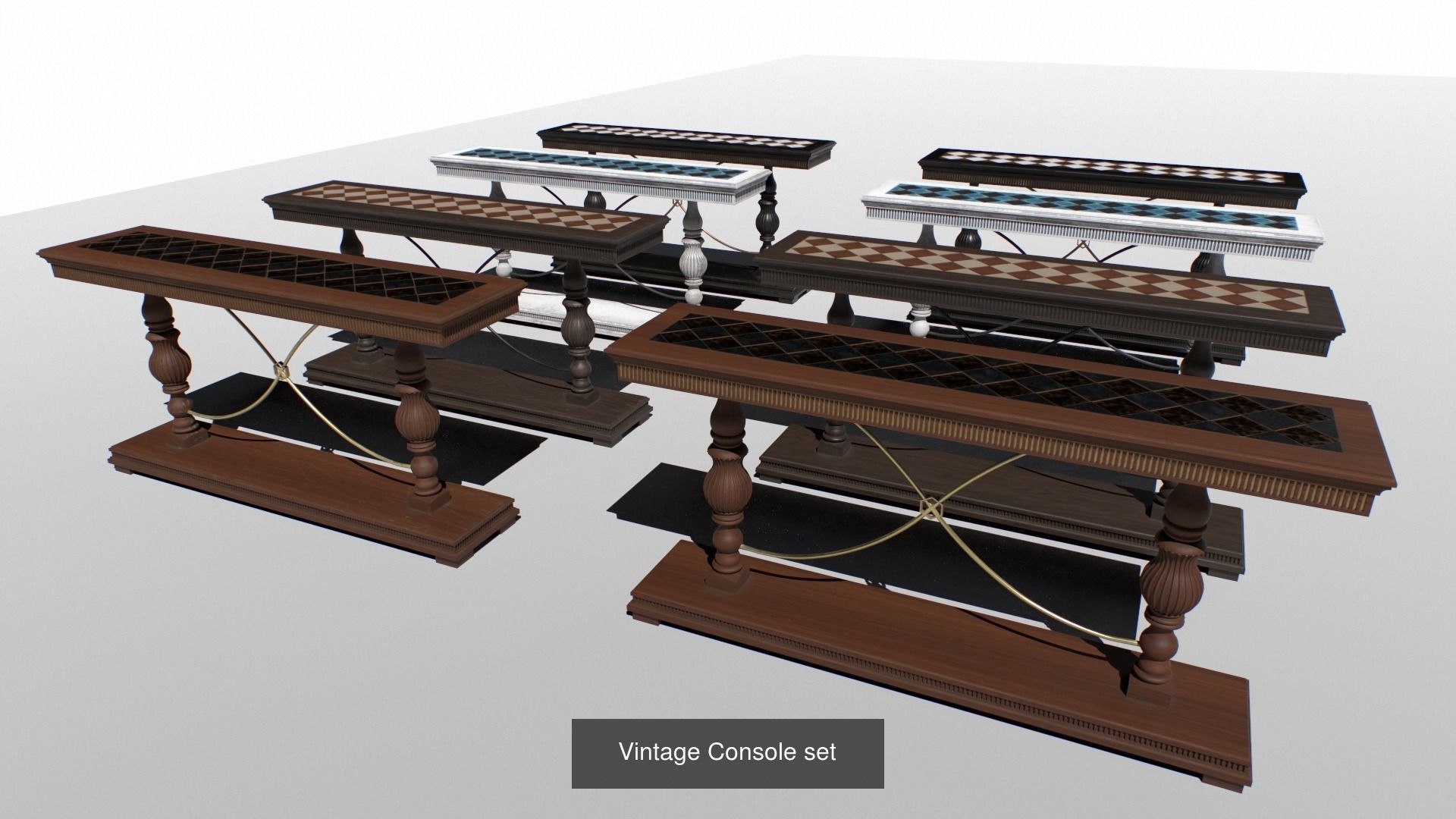 Vintage Furniture Pack 3D Model Collection_7