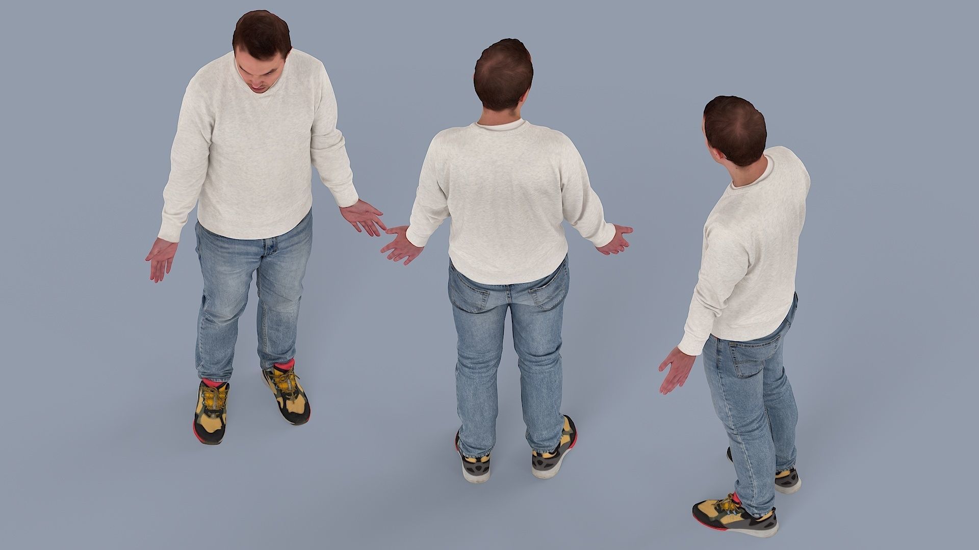 Questioning Reality Surprised Guy in White Sweatshirt 3D model_5