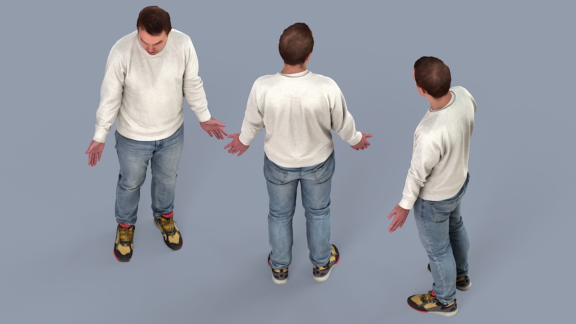 Questioning Reality Surprised Guy in White Sweatshirt 3D model_4