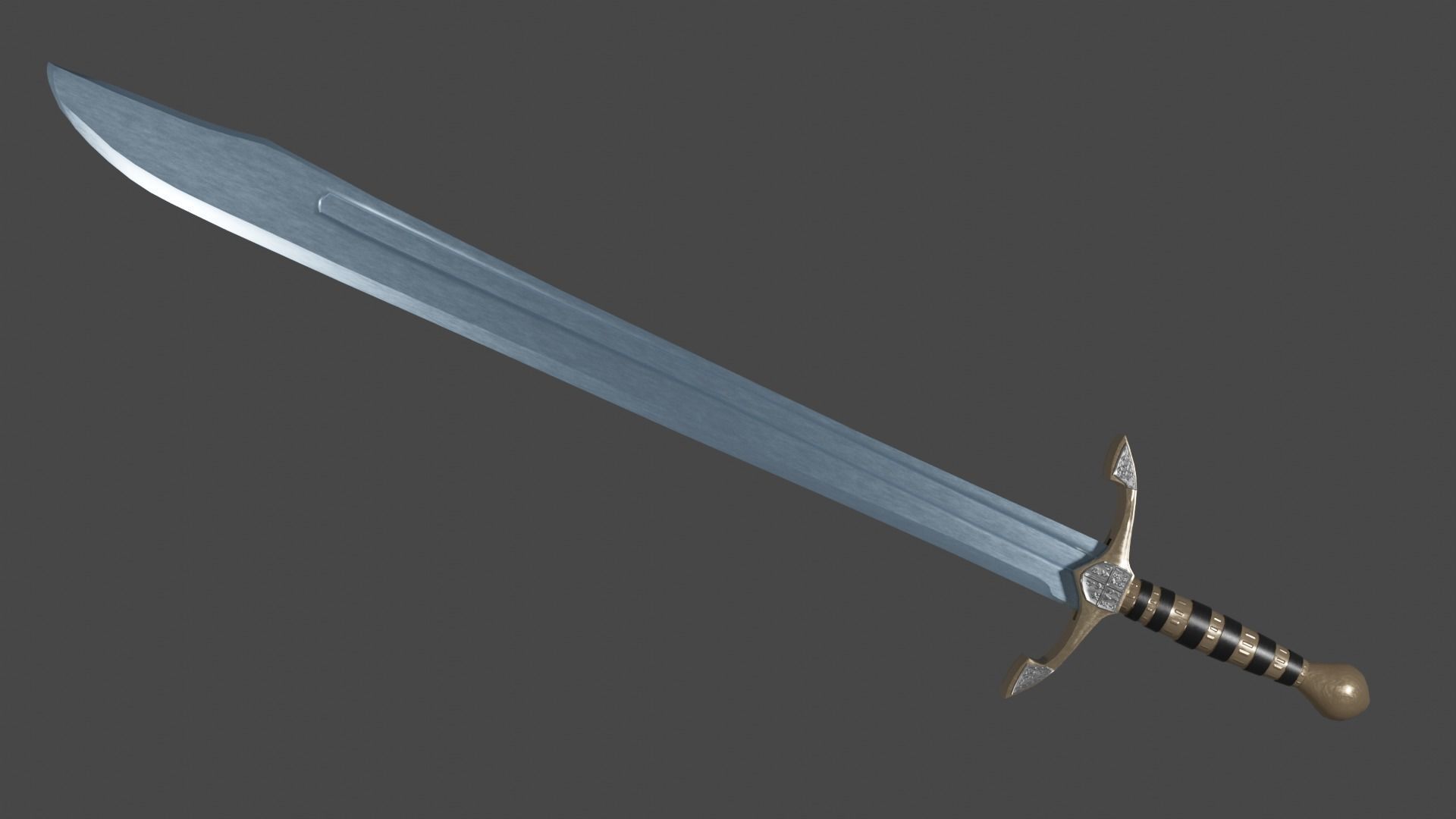 Grossmesser sword with Excalibur handle Low-poly 3D model_3