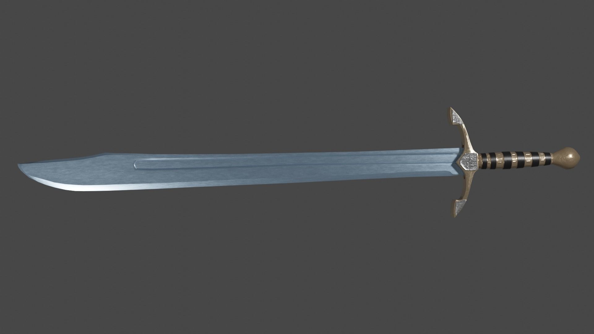 Grossmesser sword with Excalibur handle Low-poly 3D model_7