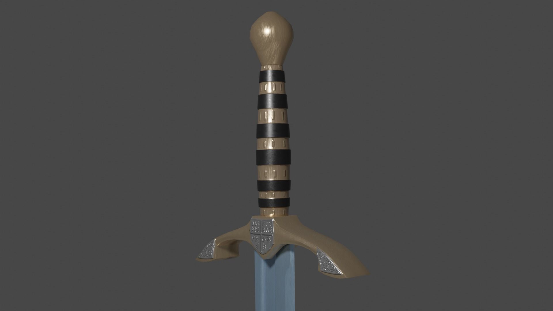 Grossmesser sword with Excalibur handle Low-poly 3D model_11