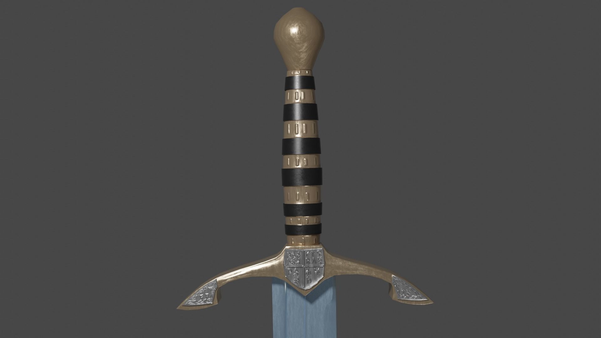 Grossmesser sword with Excalibur handle Low-poly 3D model_8