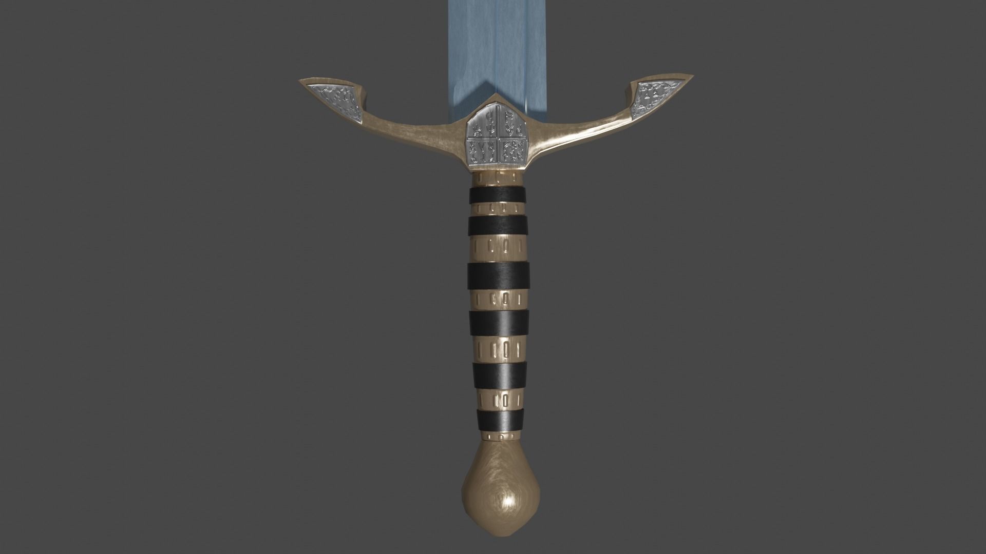 Grossmesser sword with Excalibur handle Low-poly 3D model_10