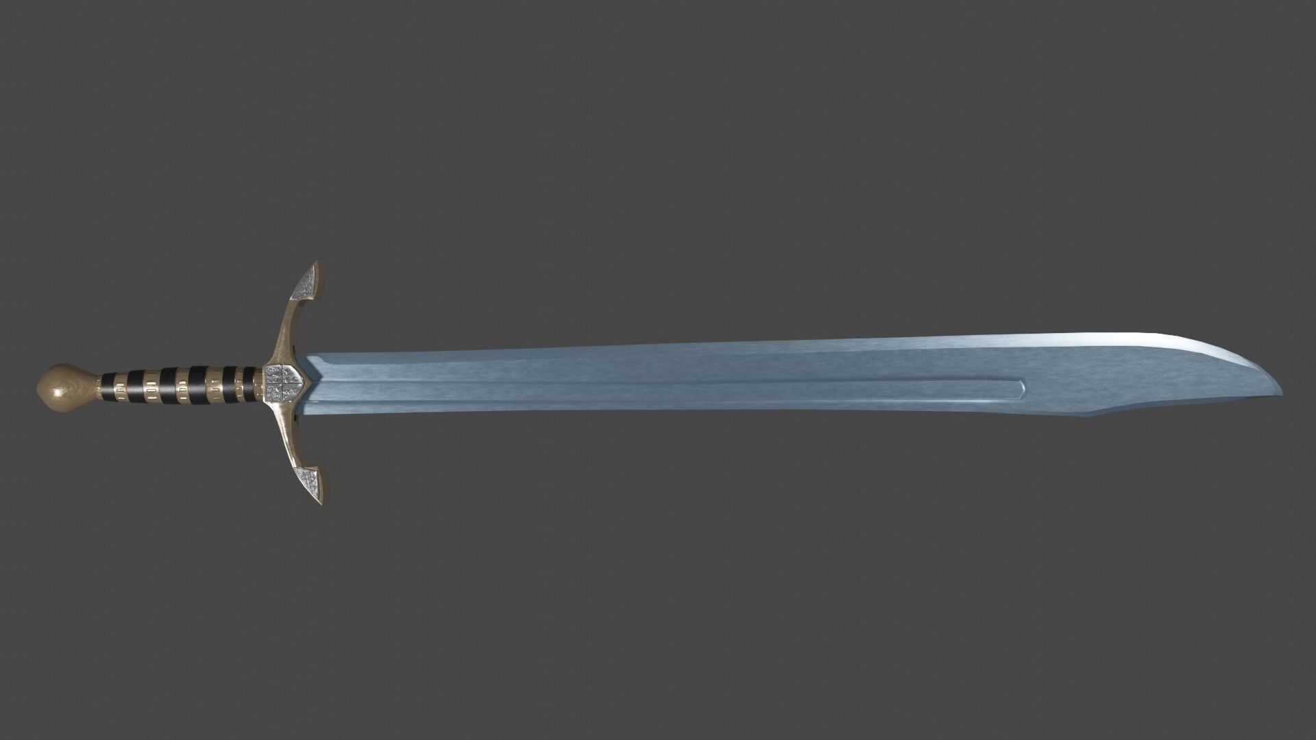 Grossmesser sword with Excalibur handle Low-poly 3D model_6