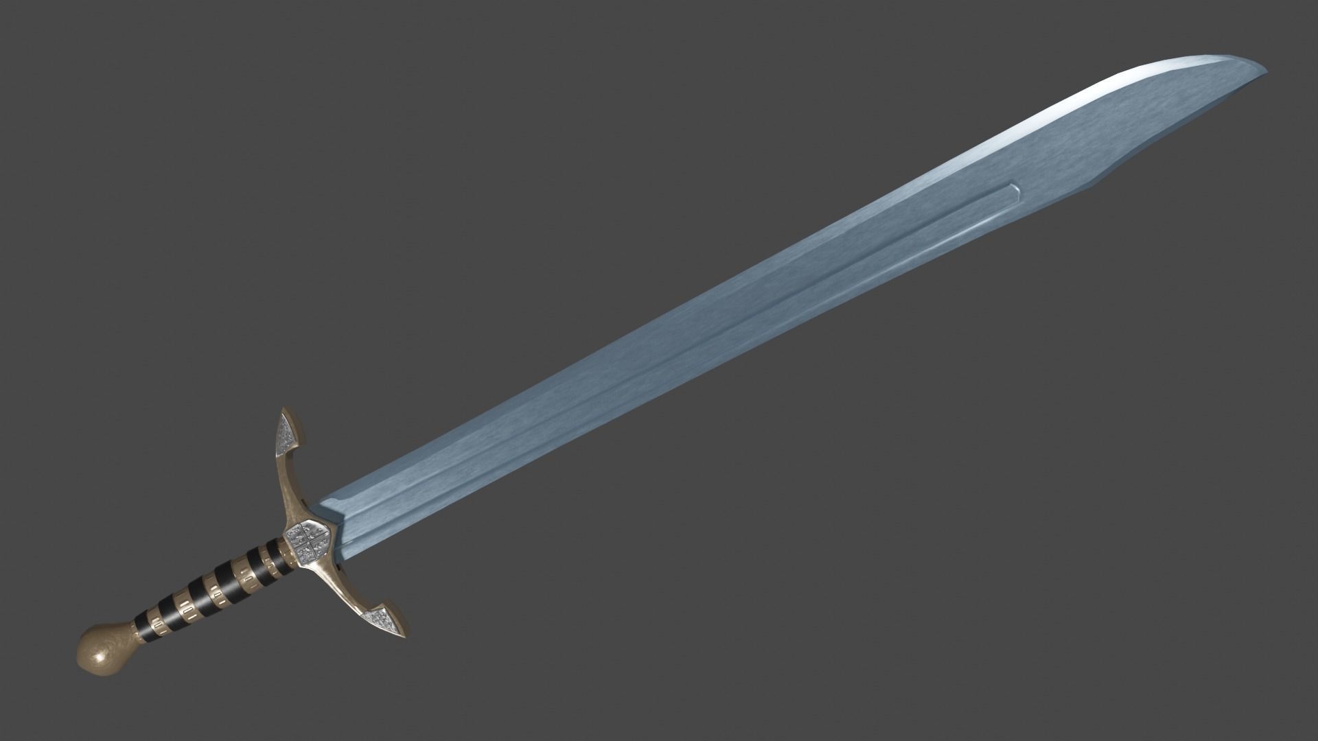 Grossmesser sword with Excalibur handle Low-poly 3D model_2