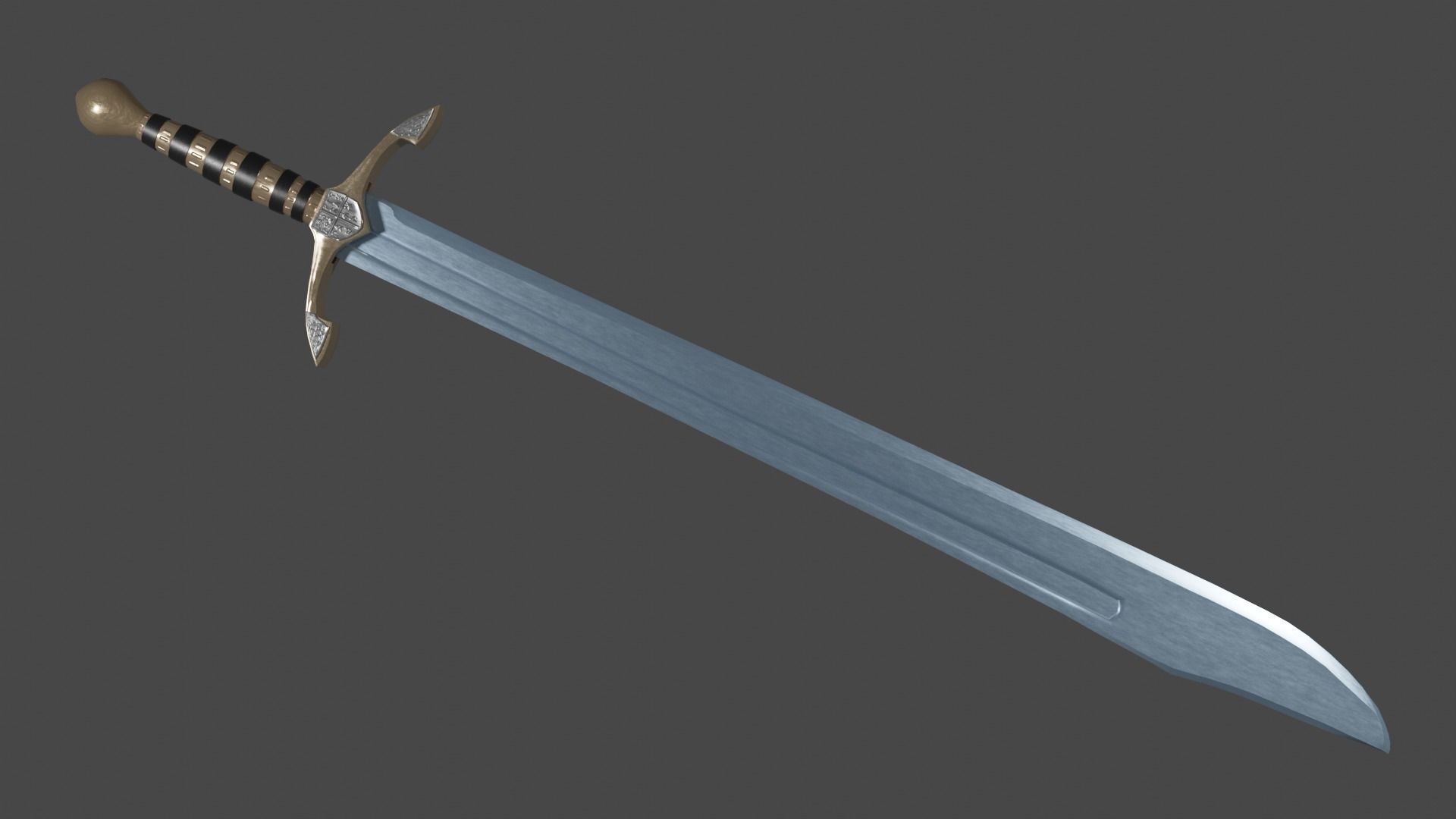 Grossmesser sword with Excalibur handle Low-poly 3D model_1