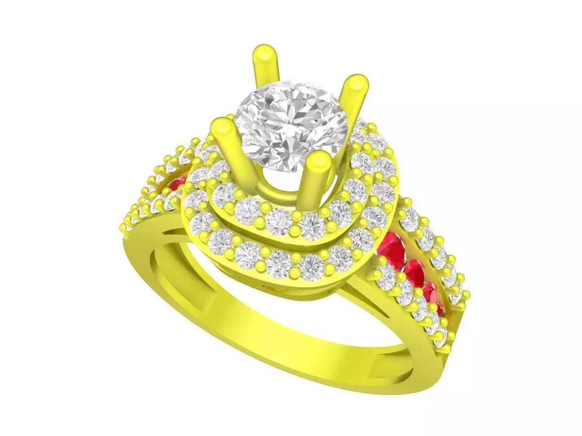 Luxury Diamond Halo Engagement Ring 3D Model 5755 3D print model