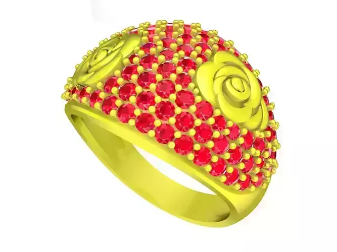 A5752 Rose Diamond Engagement Ring 3D Print