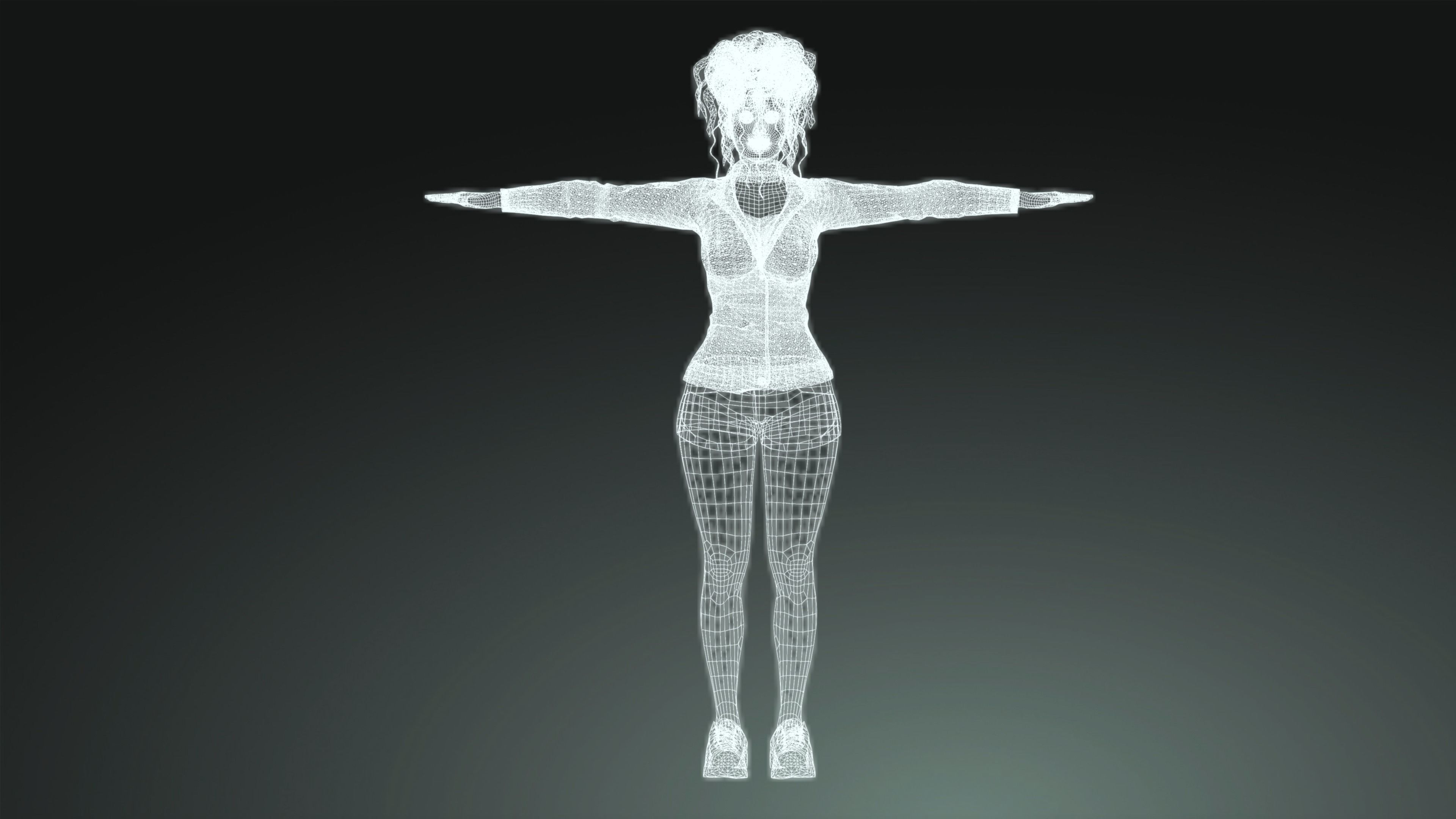 AAA Female Realistic Model Low-poly 3D model_9