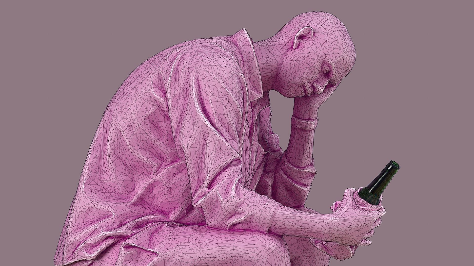 Subdued Revelry Tattooed Man with Concealed Bottle 3D model_11