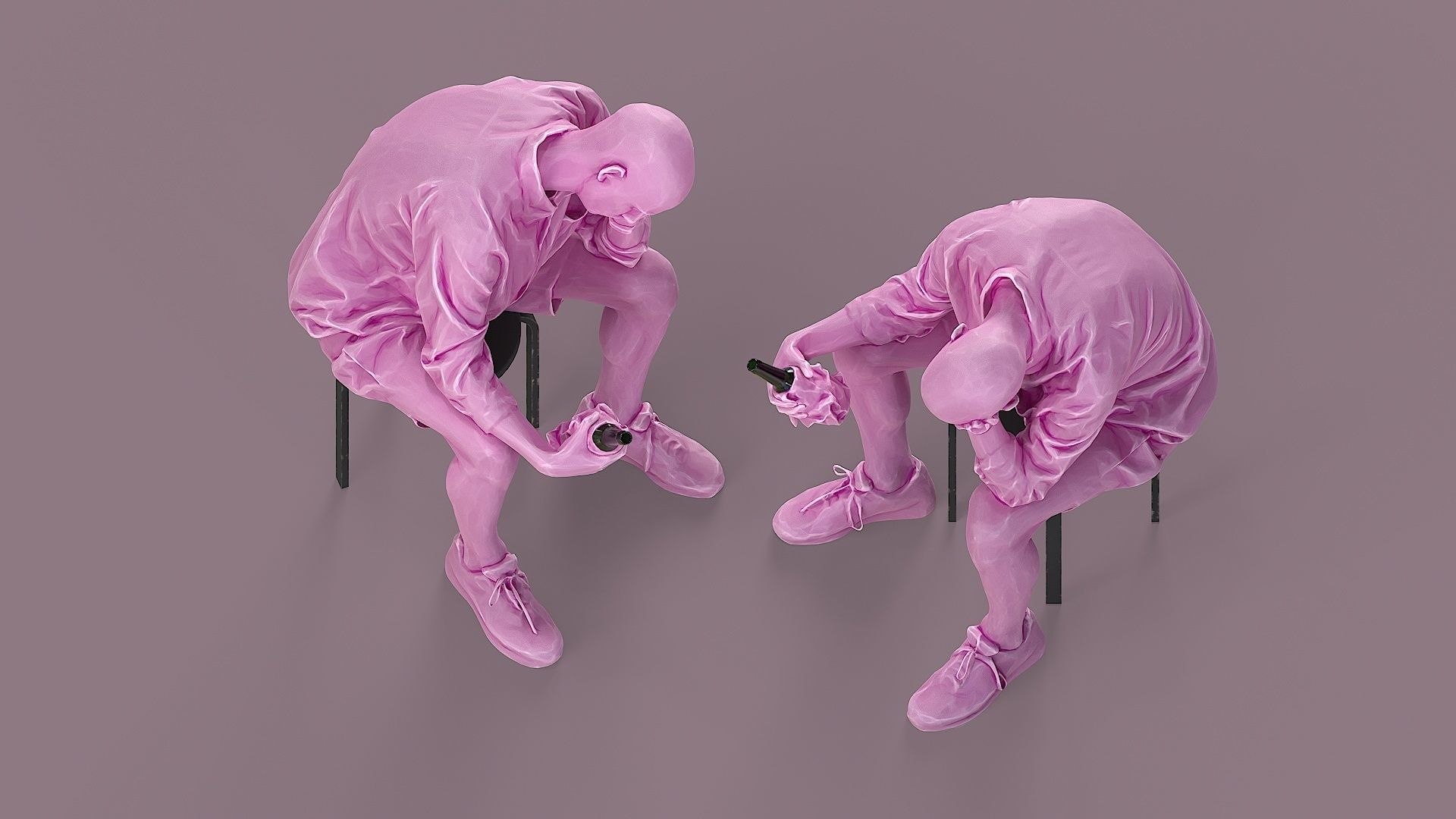 Subdued Revelry Tattooed Man with Concealed Bottle 3D model_6