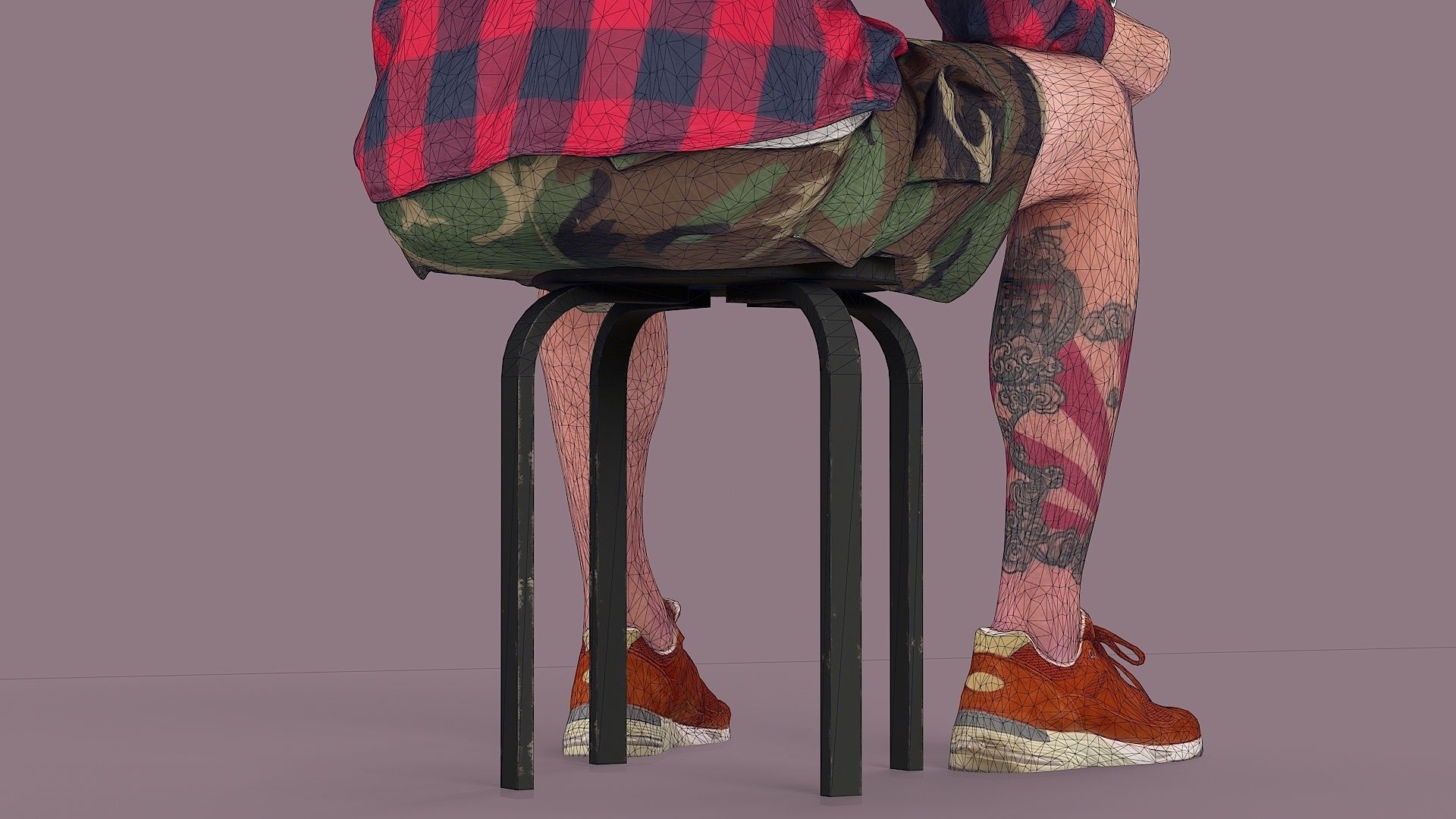 Subdued Revelry Tattooed Man with Concealed Bottle 3D model_12