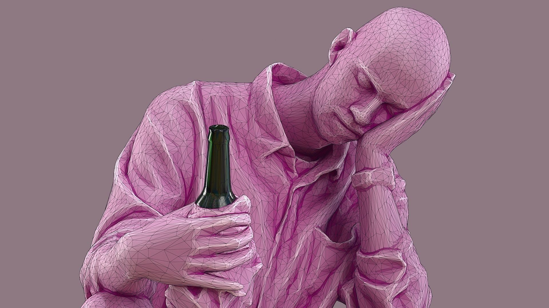 Subdued Revelry Tattooed Man with Concealed Bottle 3D model_9