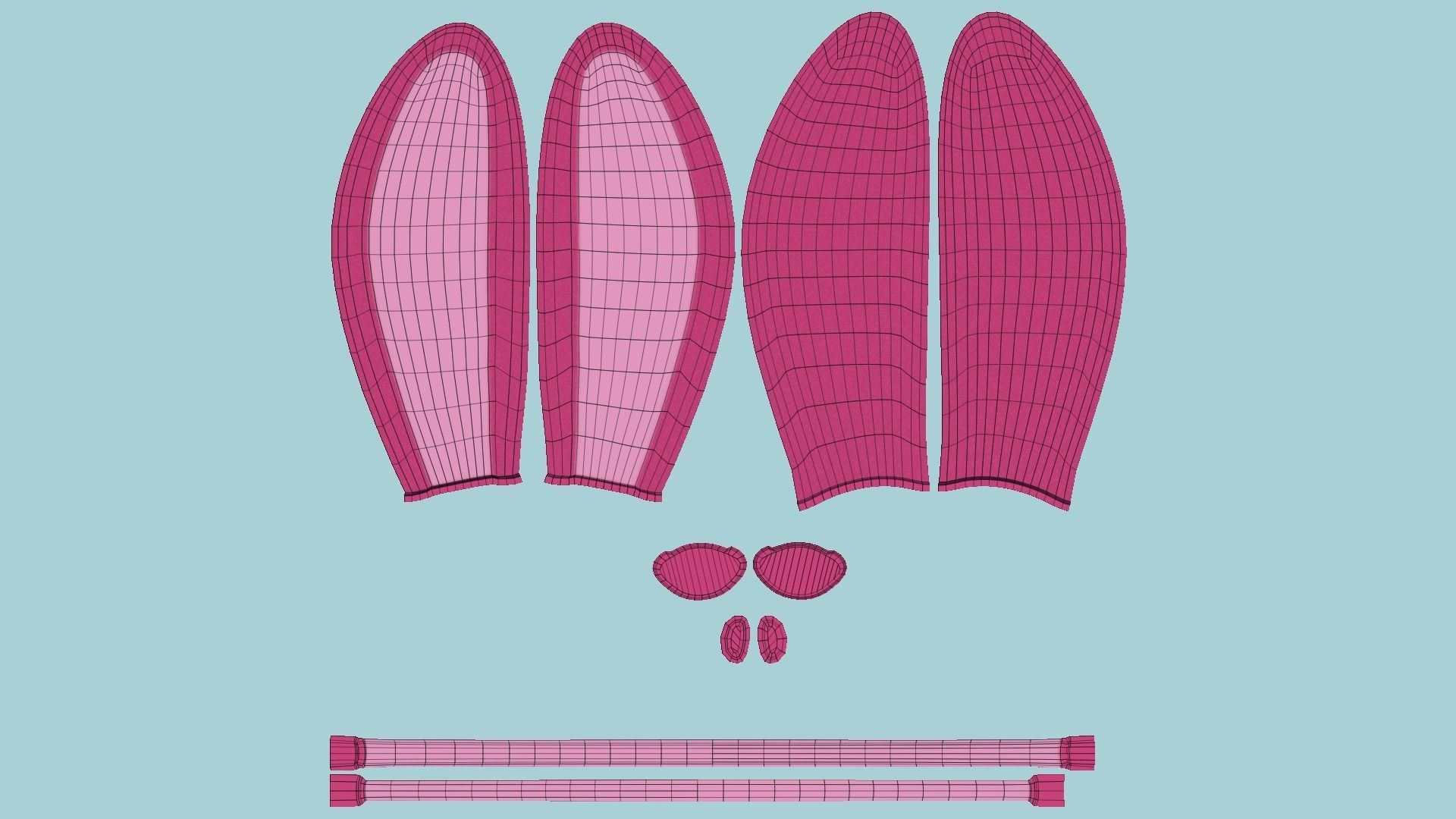 Furry Ears Tiara C02 Pink - Headband Character Design Low-poly 3D model_4