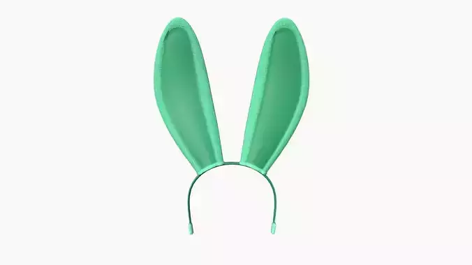 Furry Ears Tiara C07 Green - Headband Character Design Low-poly 3D model