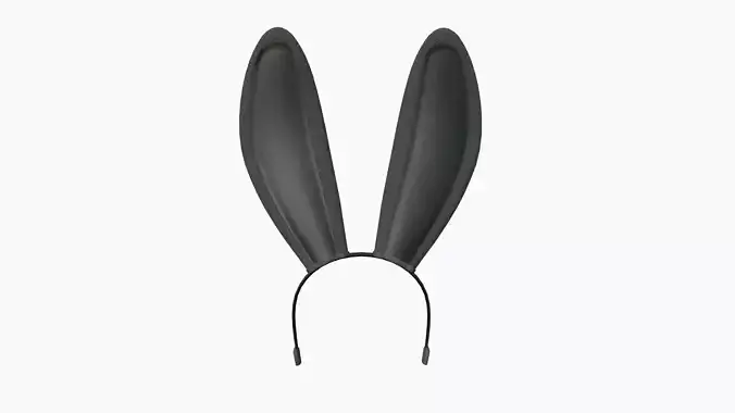 Furry Ears Tiara C09 Full Black - Headband Character Design Low-poly 3D model