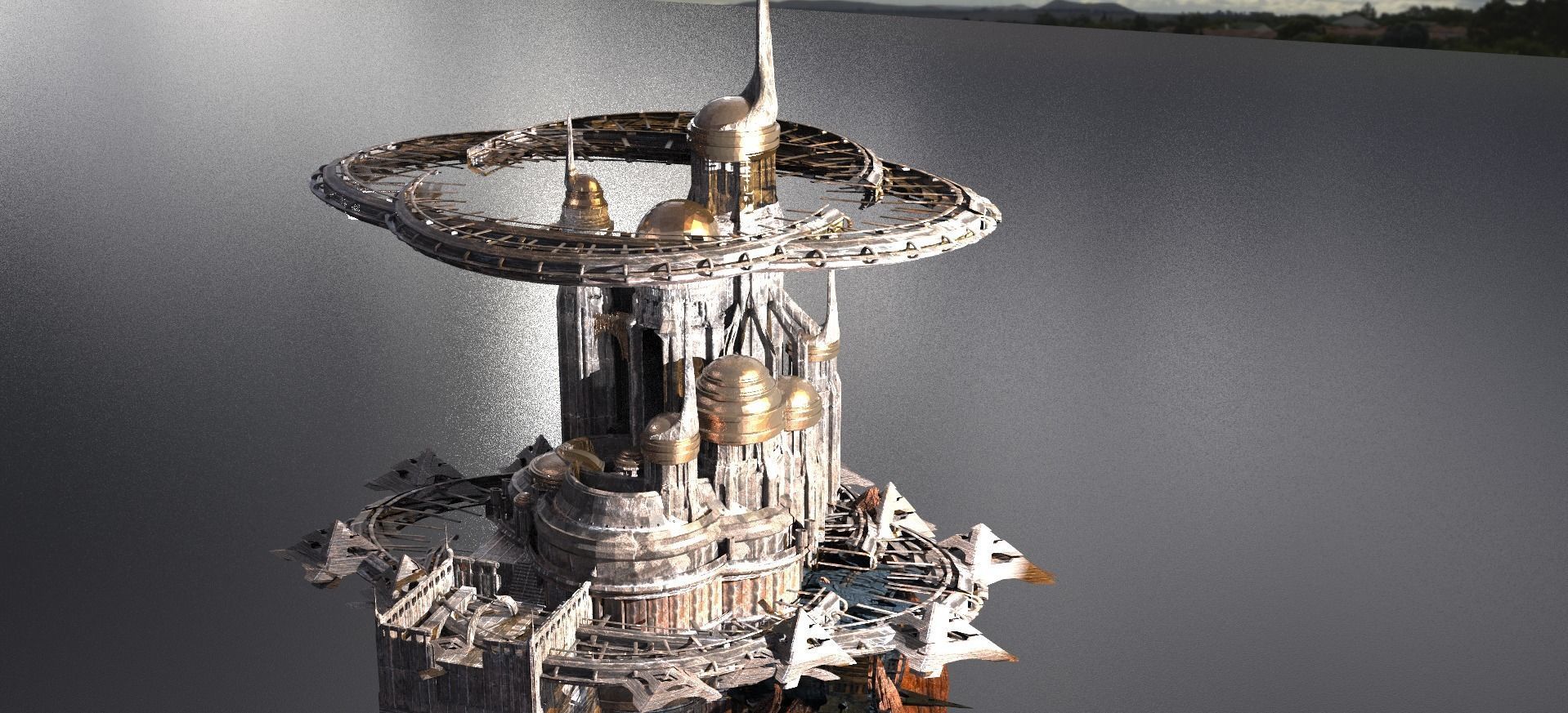 Ringed Tower Island  3D model_1
