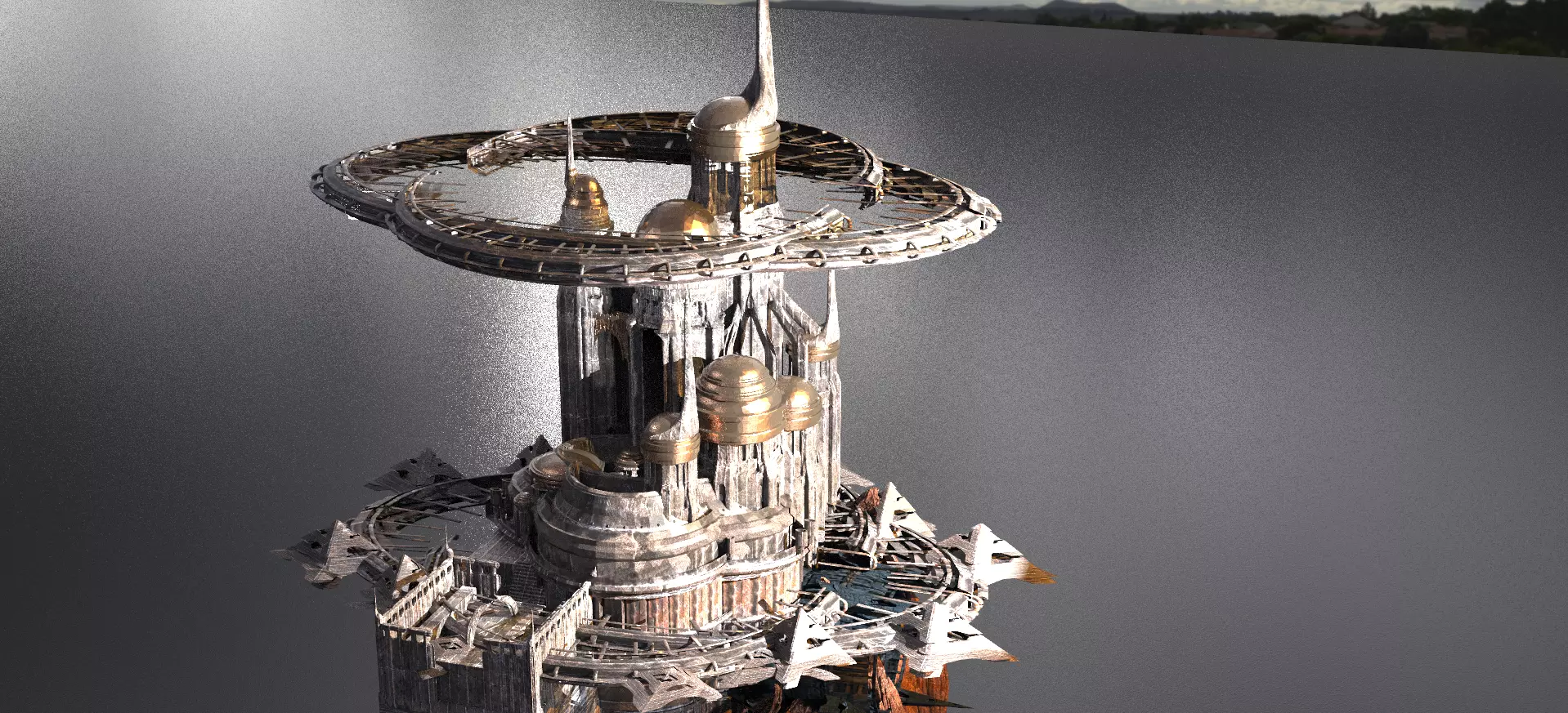 Ringed Tower Island  3D model_0