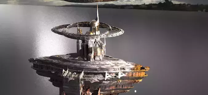 Ringed Sci fi Tower Island