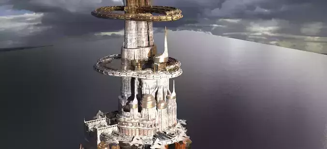 Ringed Tower Island City 3D model